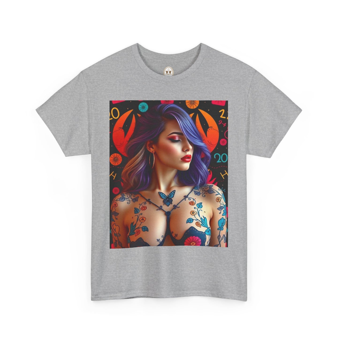 Unisex Heavy Cotton T-Shirt, Cancer, Zodiac, Sexy Art