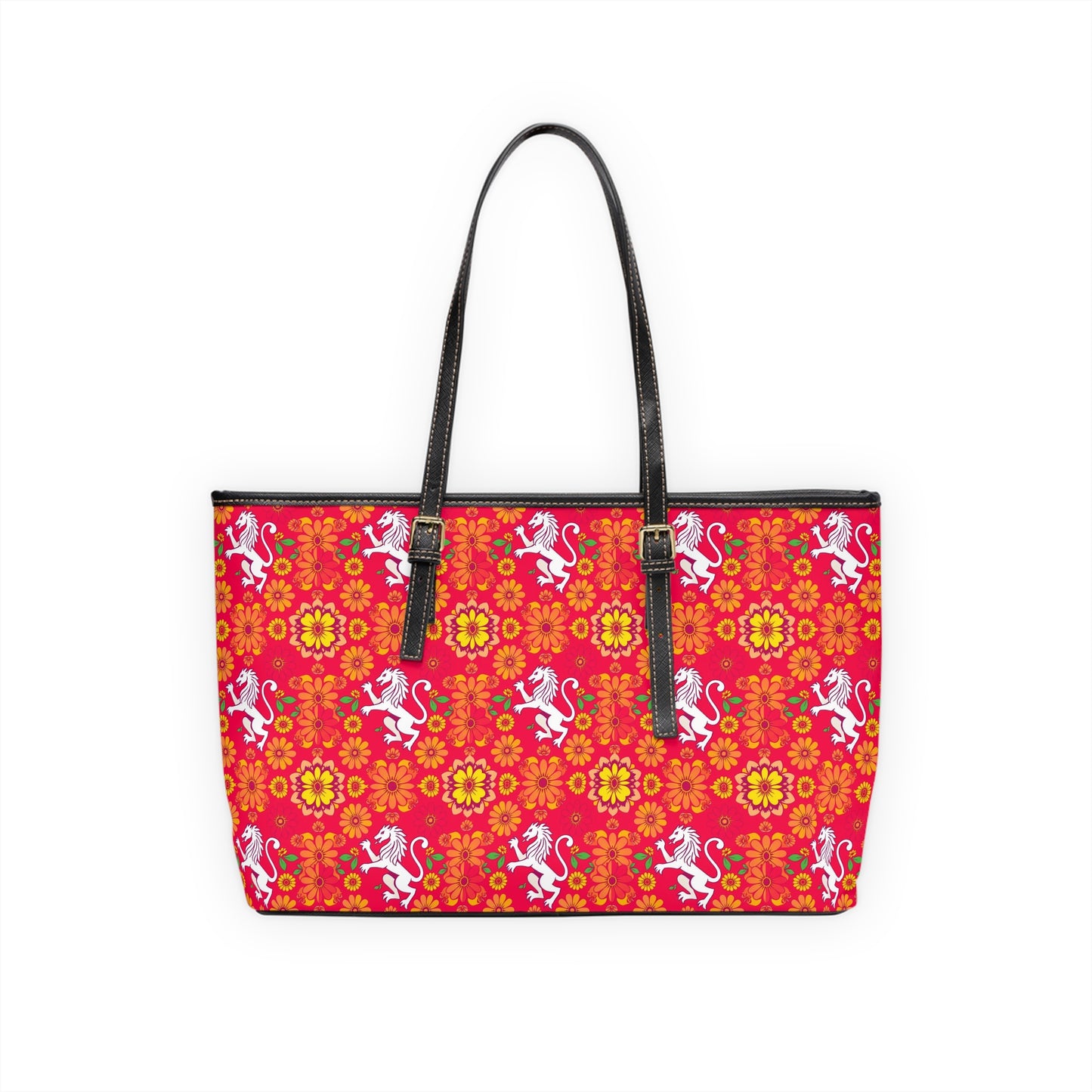 Leather Shoulder Bag, Leo, Zodiac, Flower Pattern