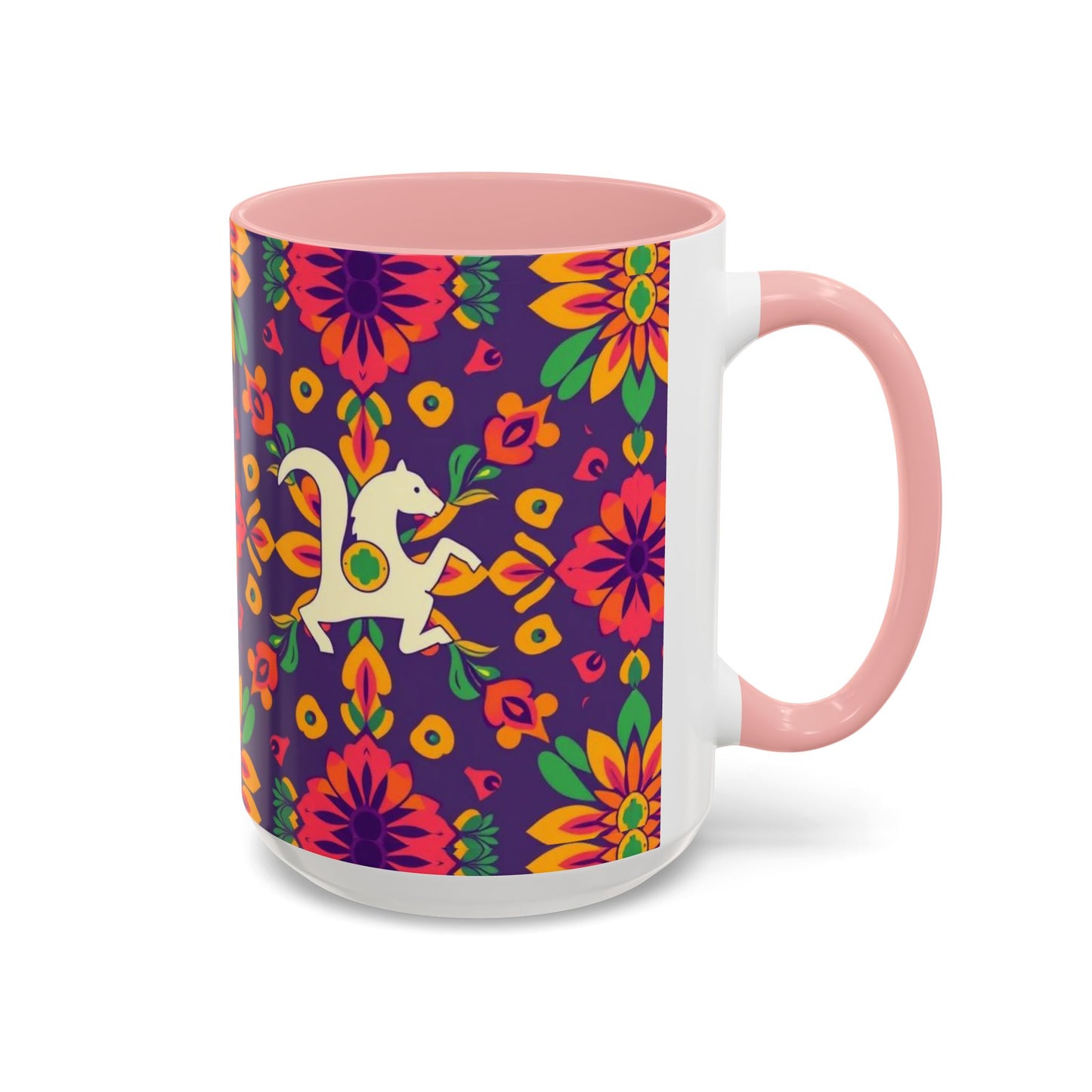 Accent Coffee Mug, Aquarius, Zodiac v2, Flower Pattern, (11, 15oz)
