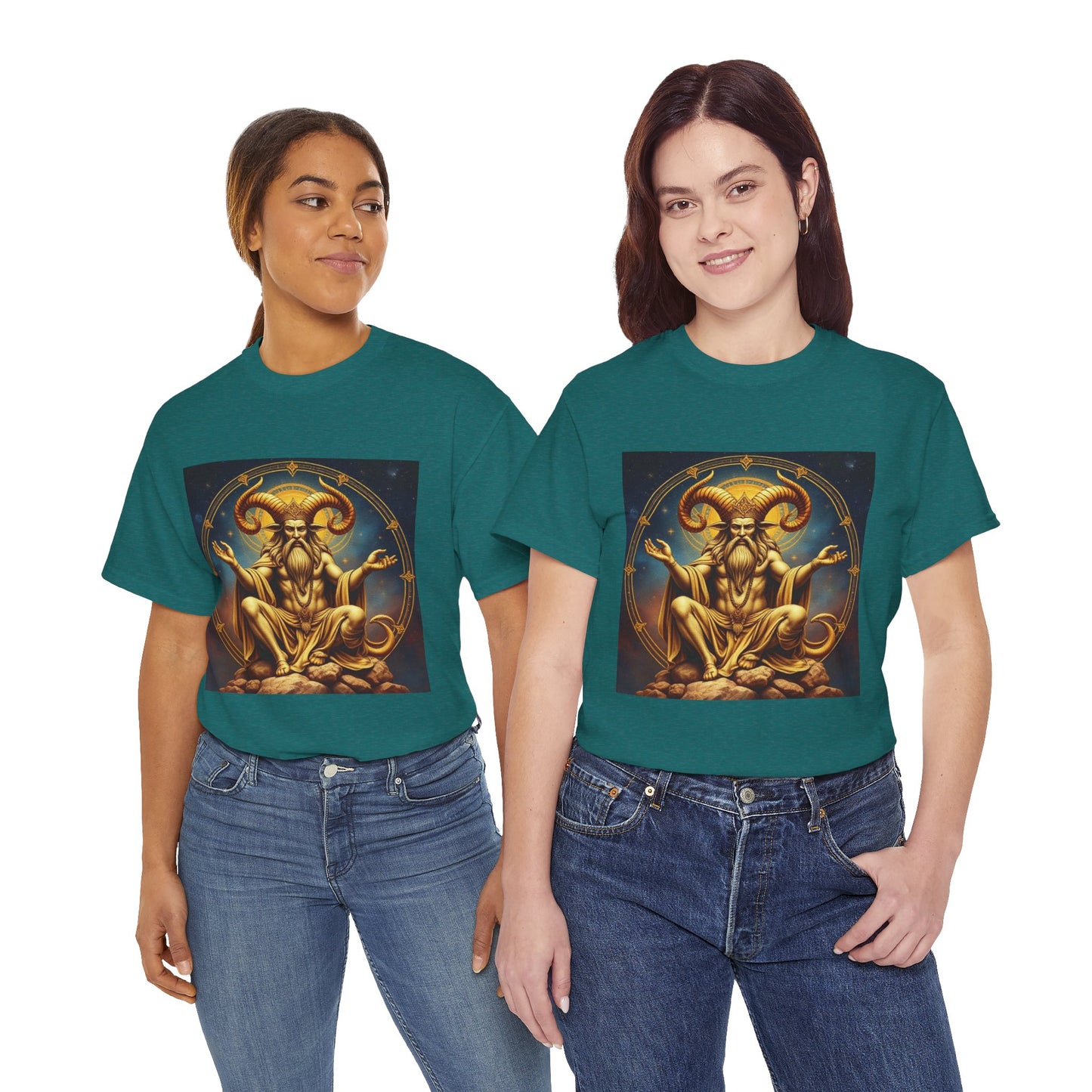 Unisex Heavy Cotton T-Shirt, On The Throne, Taurus Zodiac Design