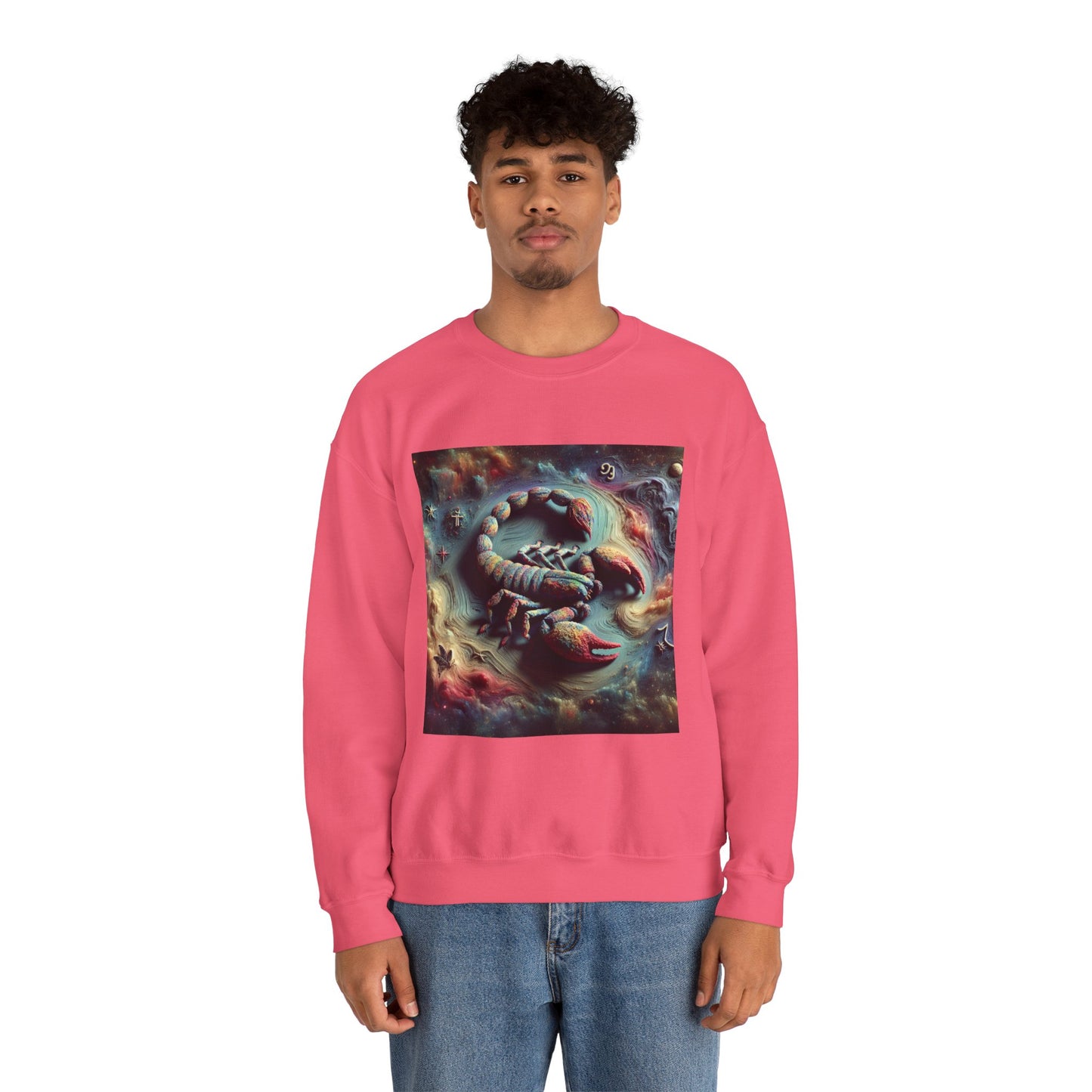Unisex Heavy Blend™ Crewneck Sweatshirt, Trippy Mist Scorpion, Scorpio Zodiac Design