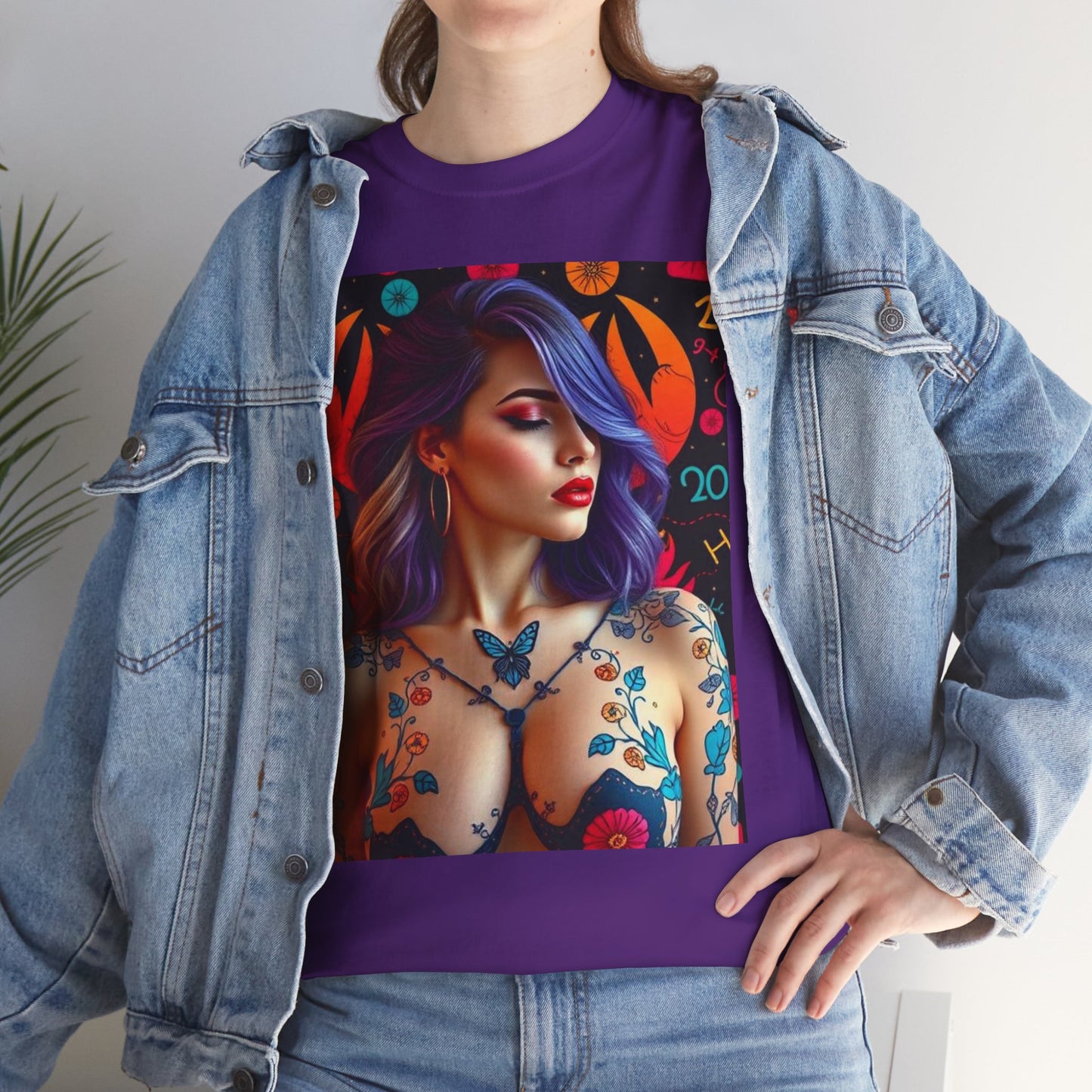 Unisex Heavy Cotton T-Shirt, Cancer, Zodiac, Sexy Art