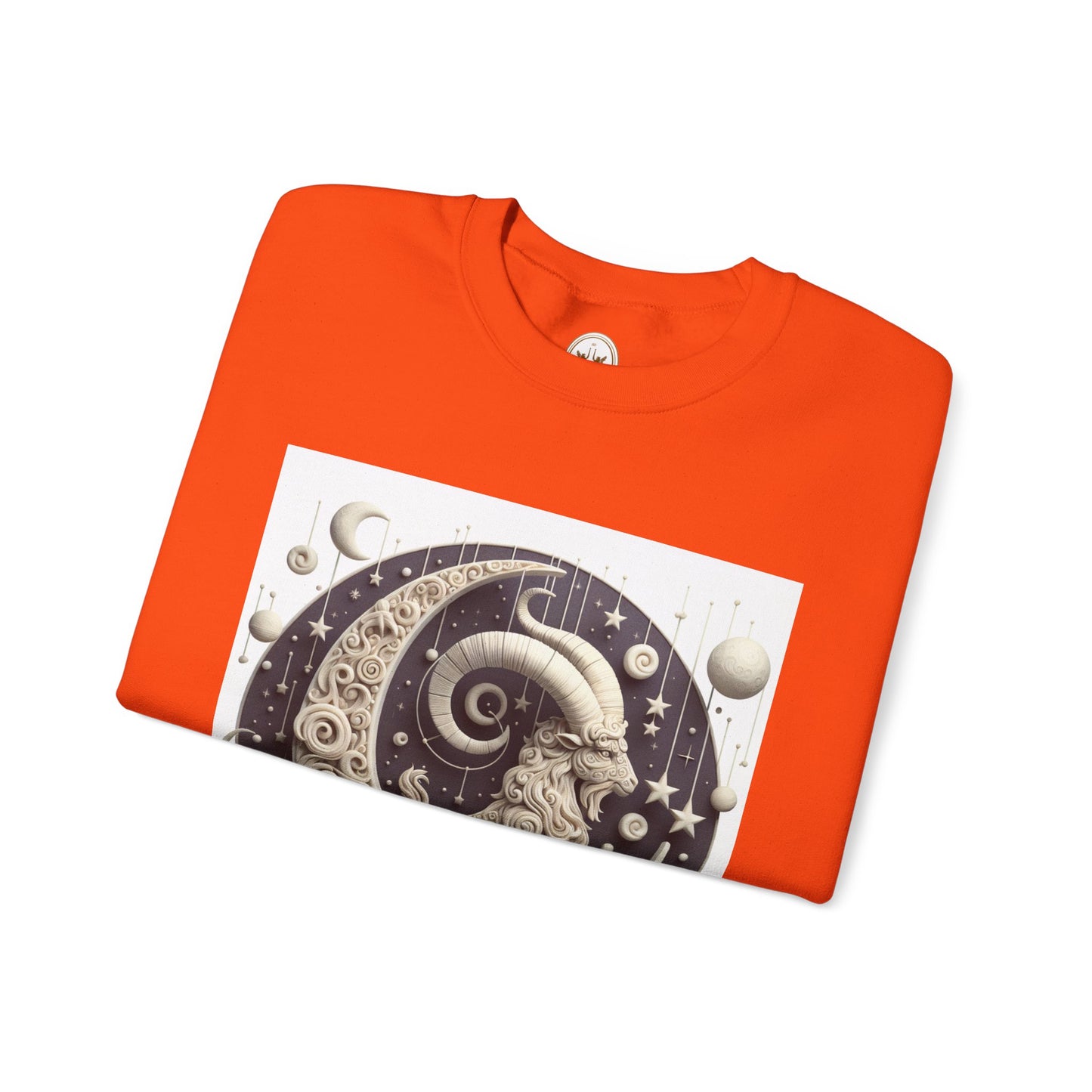 Unisex Heavy Blend™ Crewneck Sweatshirt, Stone Moon, Capricorn Zodiac Design
