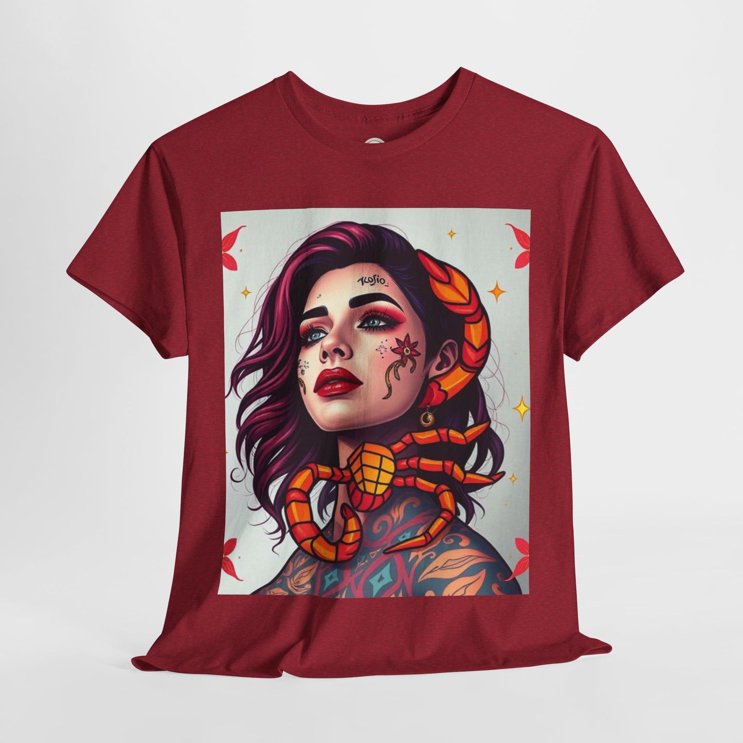 Unisex Heavy Cotton T-Shirt, Scorpio, Zodiac v3, Sexy Art