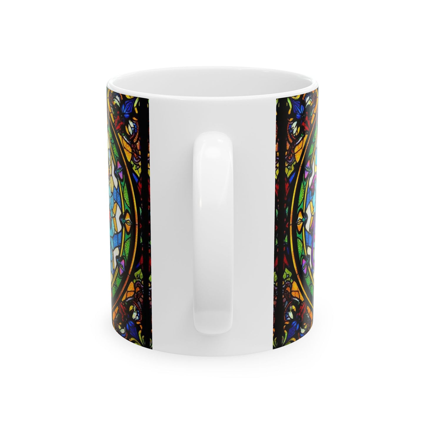 Ceramic Mug, (11oz, 15oz), Glass Design, AOP, Leo Zodiac Sign