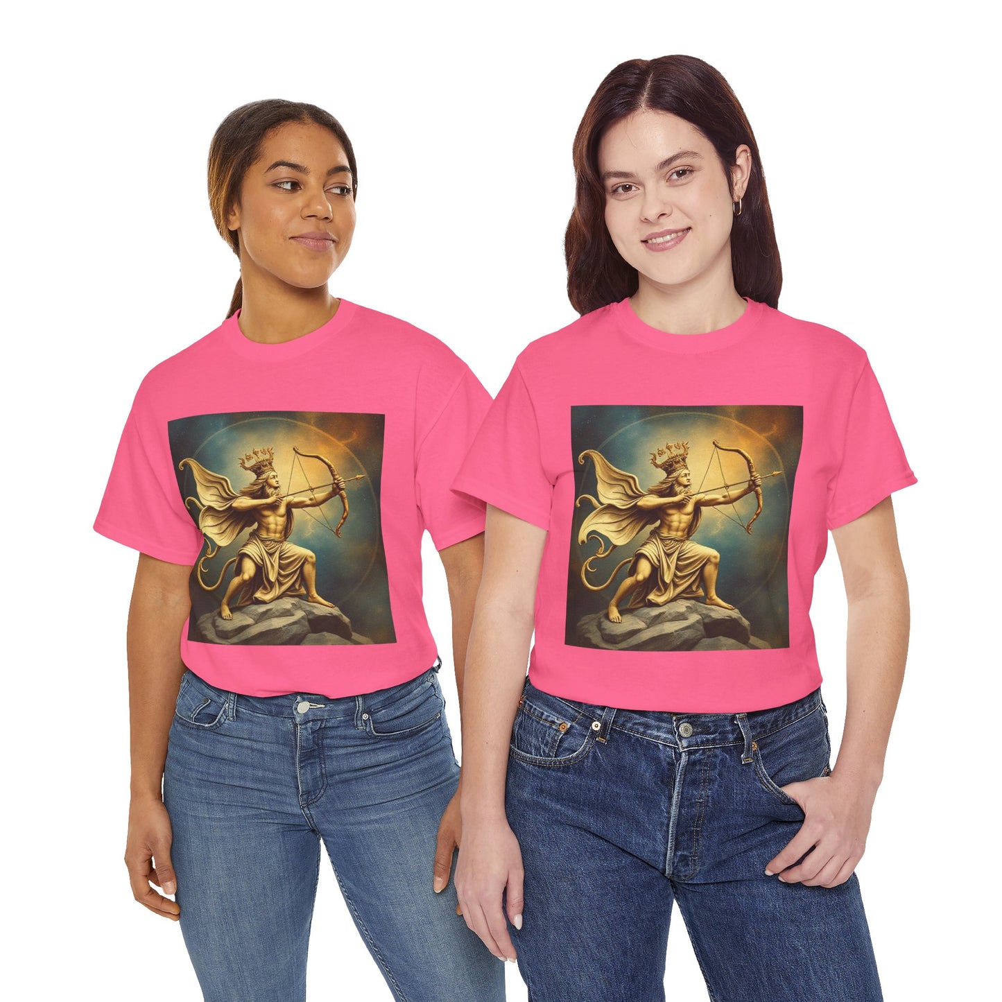 Unisex Heavy Cotton T-Shirt, Sagittarius King, Bow & Arrow v1, Zodiac Design