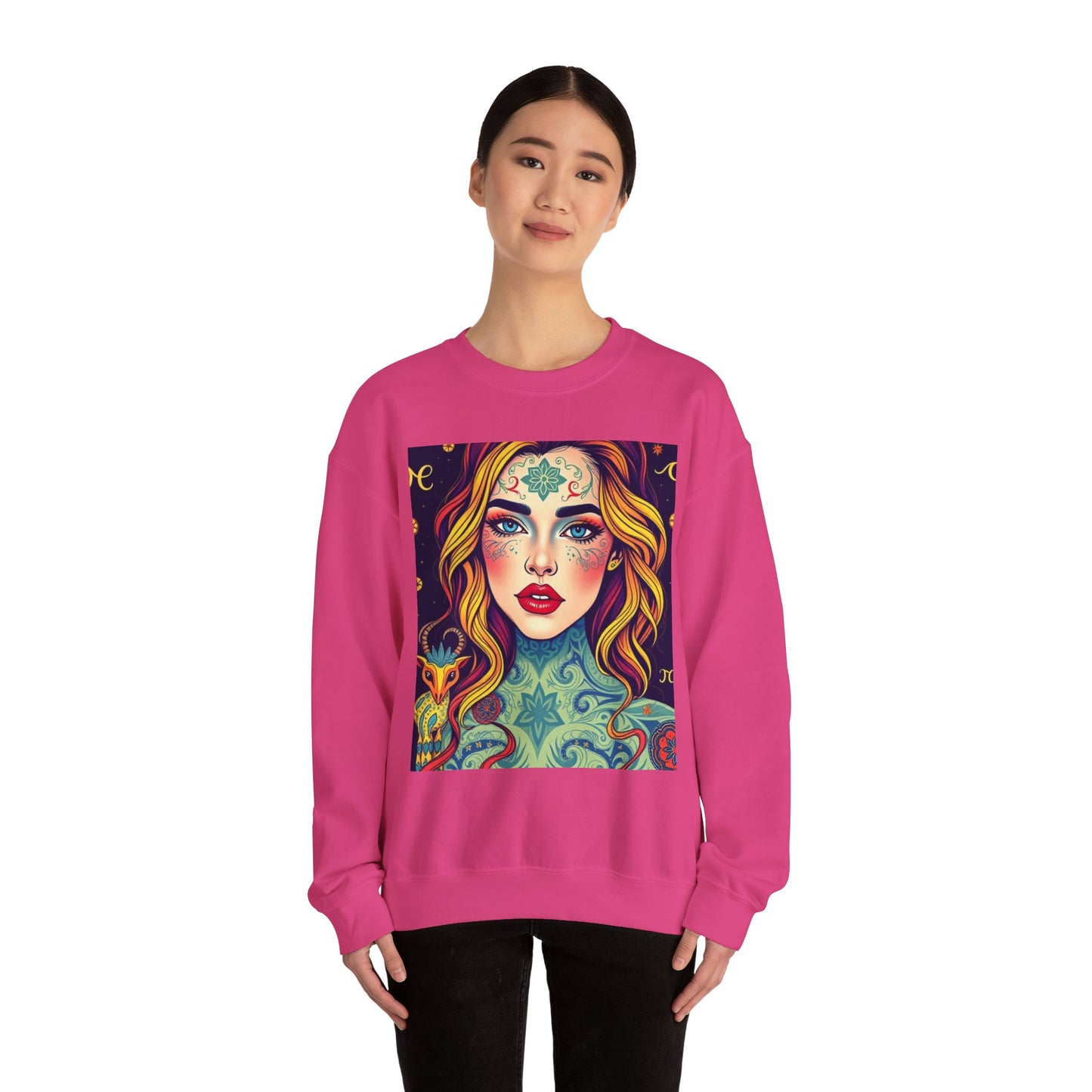 Unisex Heavy Blend™ Crewneck Sweatshirt, Aquarius, Zodiac, Sexy Pattern