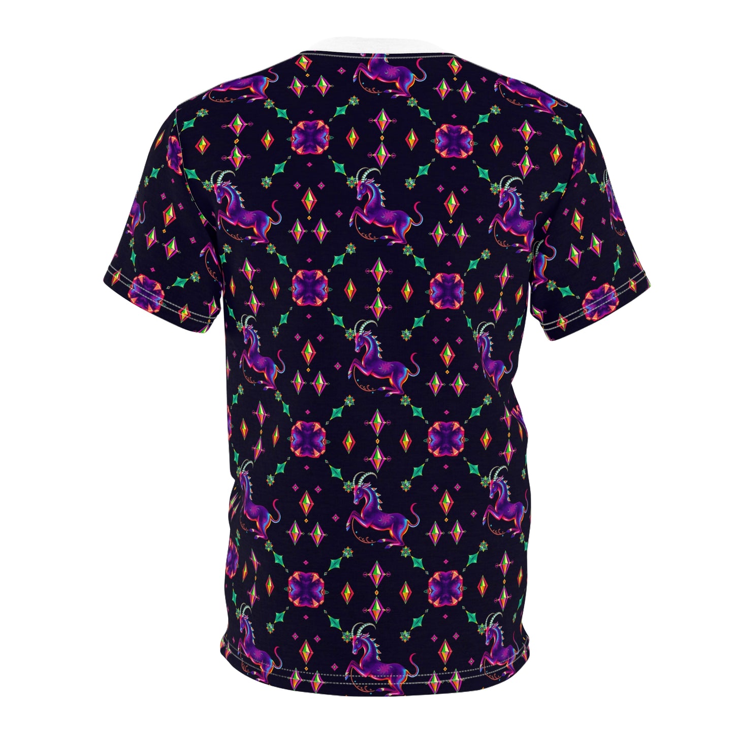 Unisex Cut & Sew T-Shirt, (AOP), Capricorn, Zodiac v1, Jewels Pattern