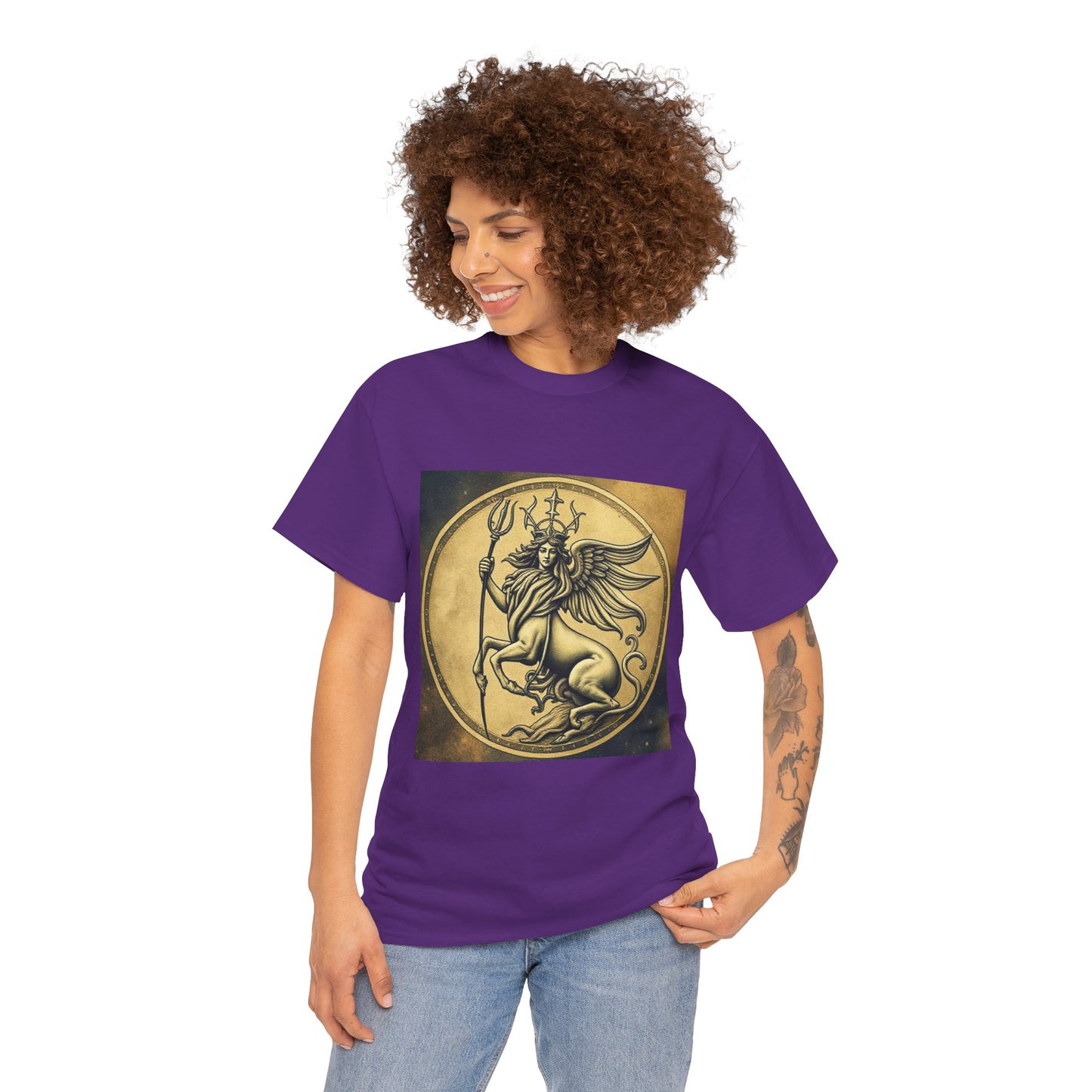 Unisex Heavy Cotton T-Shirt, Angel Animal, Virgo Zodiac Design