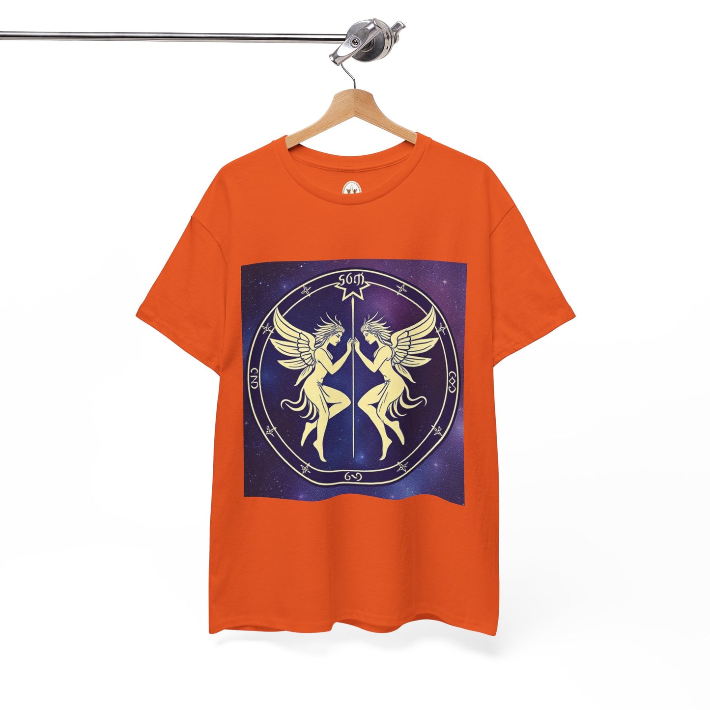 Unisex Heavy Cotton T-Shirt, Space Angel Twins v1, Gemini Zodiac Design