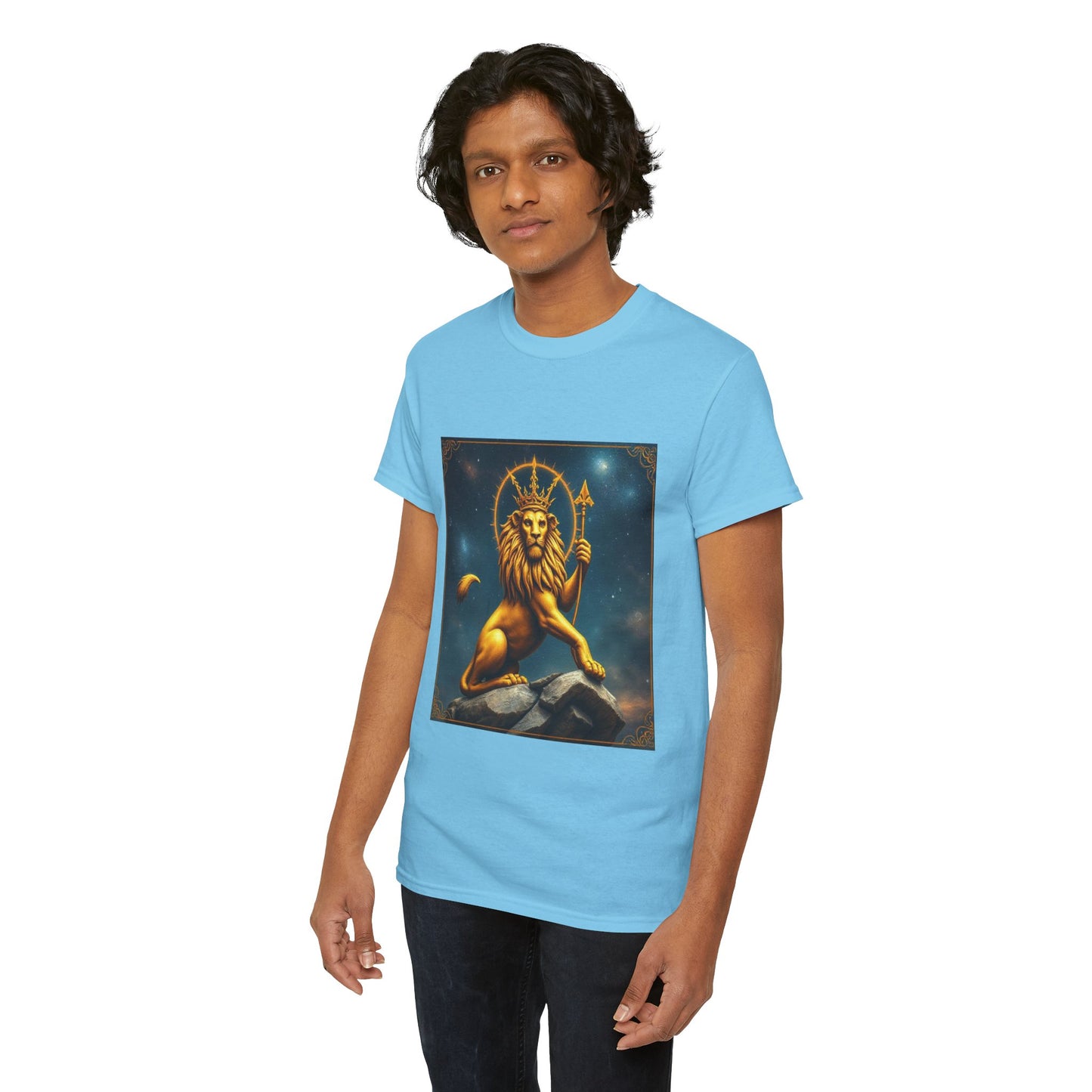 Unisex Heavy Cotton T-Shirt, King of Lions, Leo Zodiac Design