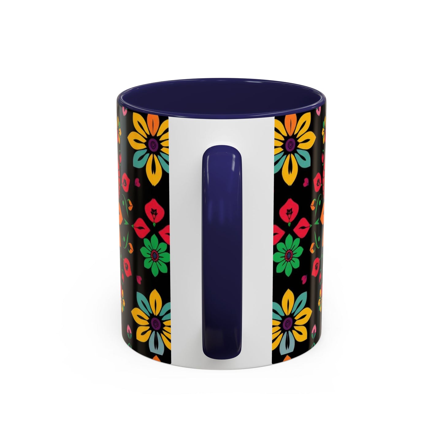 Accent Coffee Mug, Aries, Zodiac v3, Flower Pattern, (11, 15oz)