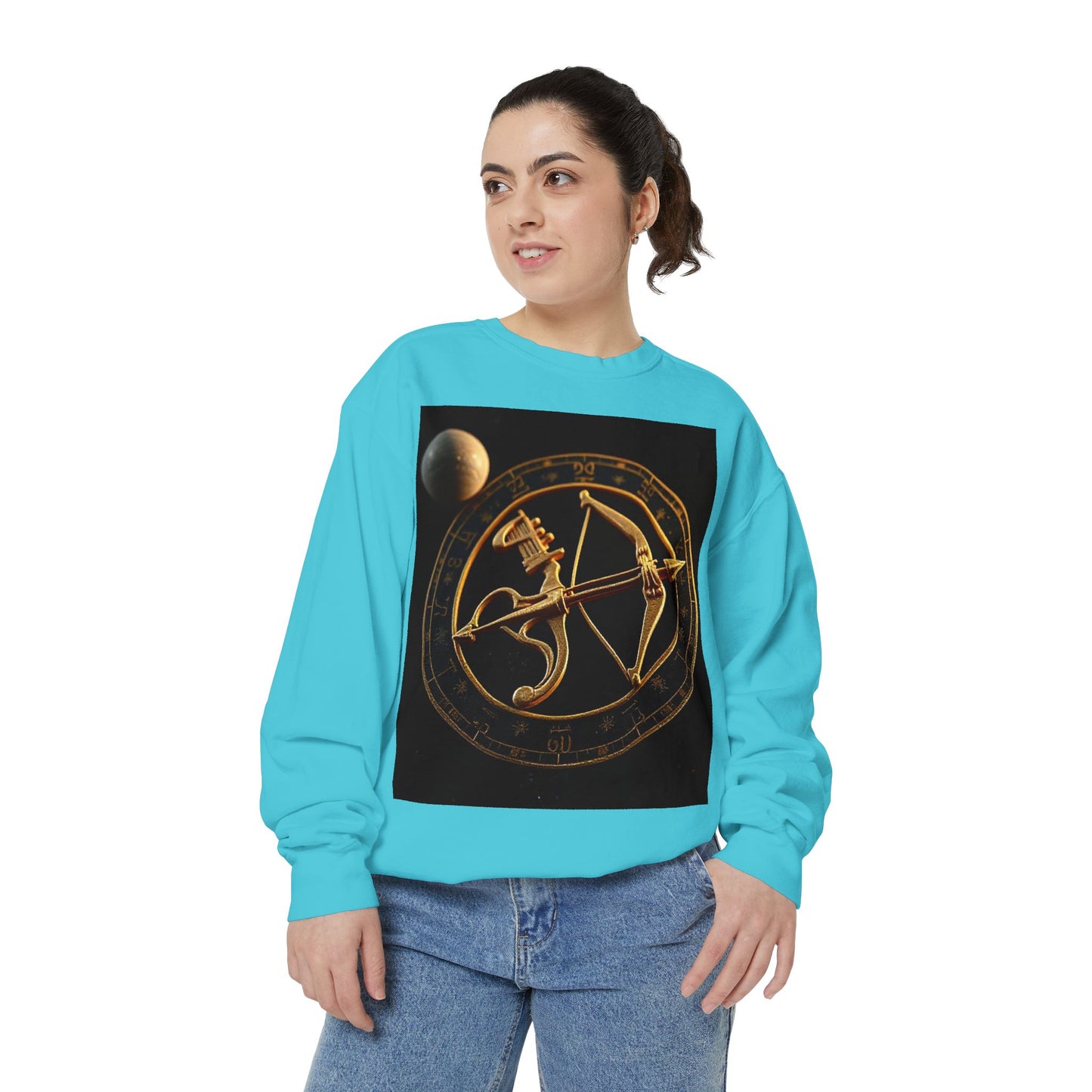 Garment-Dyed Sweatshirt, Unisex, Space Symbol Design, Sagittarius