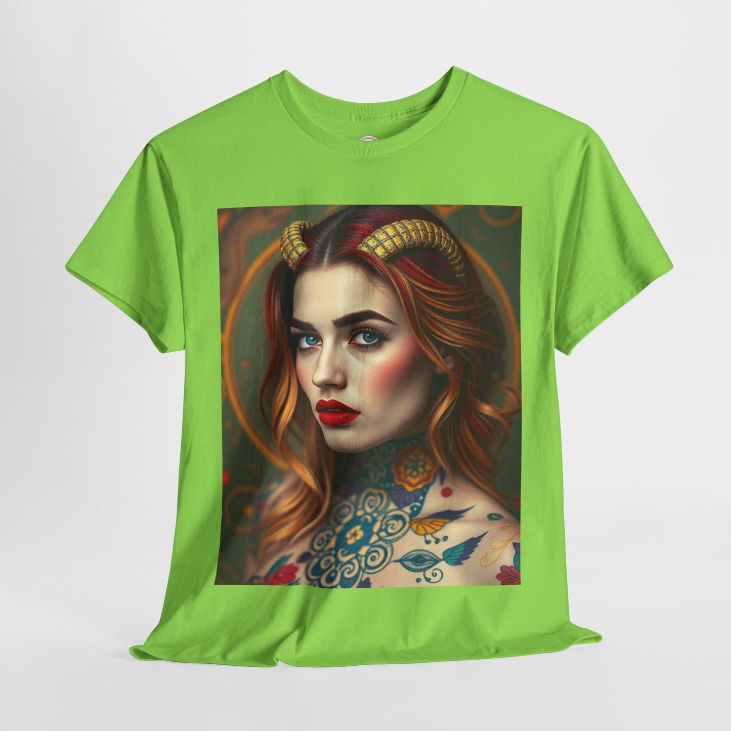 Unisex Heavy Cotton T-Shirt, Capricorn, Zodiac v3, Sexy Art
