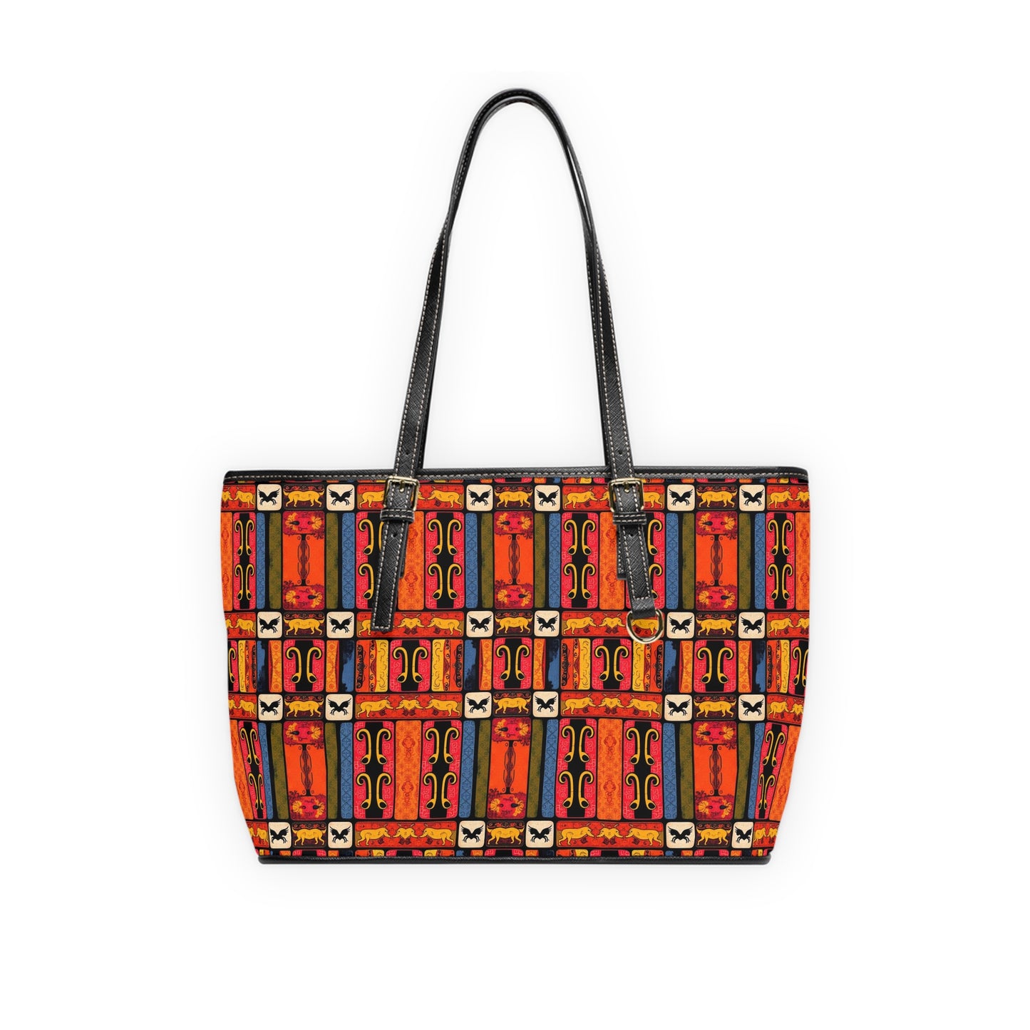 Leather Shoulder Bag, Virgo, Zodiac v2, Shapes Pattern