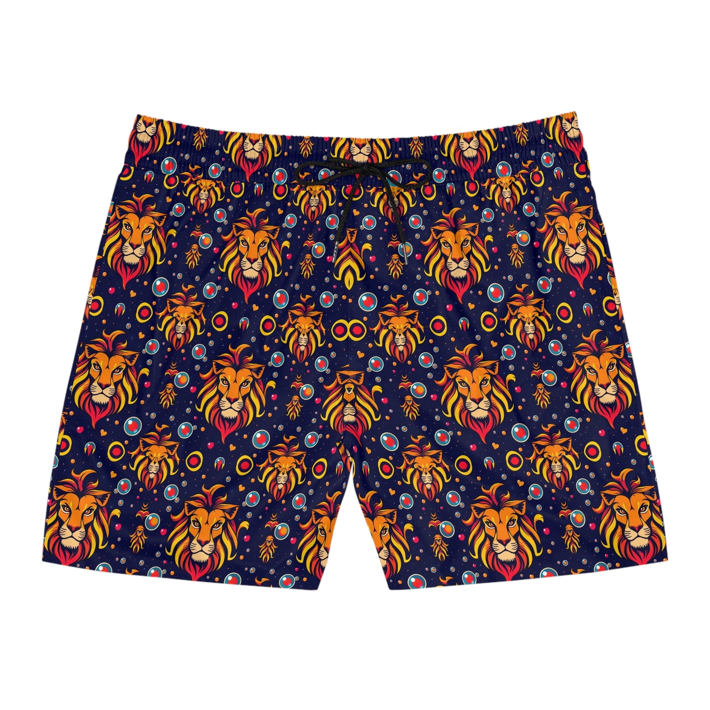 Men's Mid-Length Swim Shorts, (AOP), Leo, Zodiac v3, Bubble Pattern