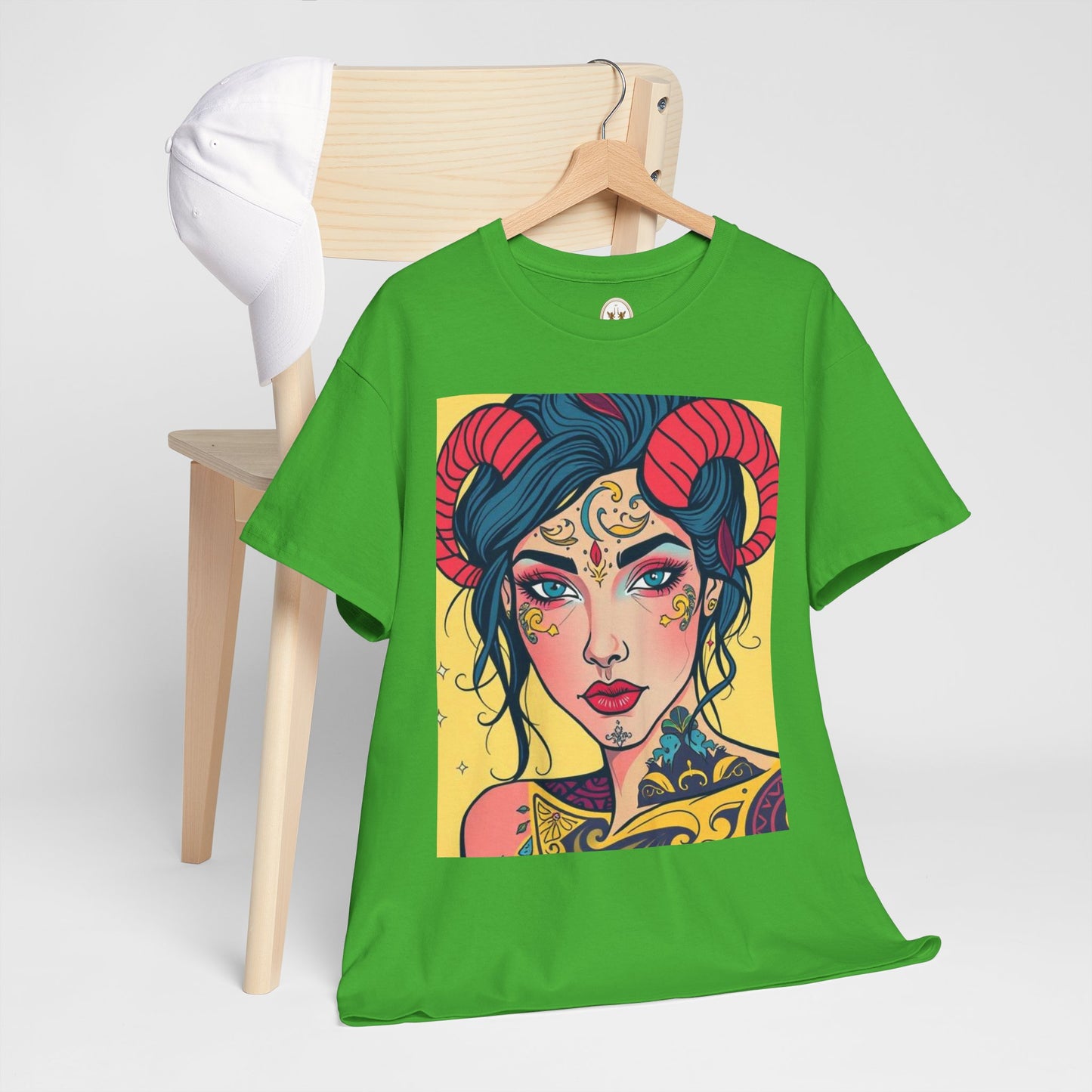 Unisex Heavy Cotton T-Shirt, Aries, Zodiac, Sexy Art
