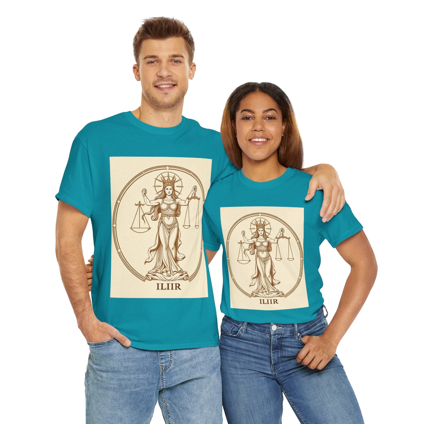 Unisex Heavy Cotton T-Shirt, Libra Goddess, Zodiac Design