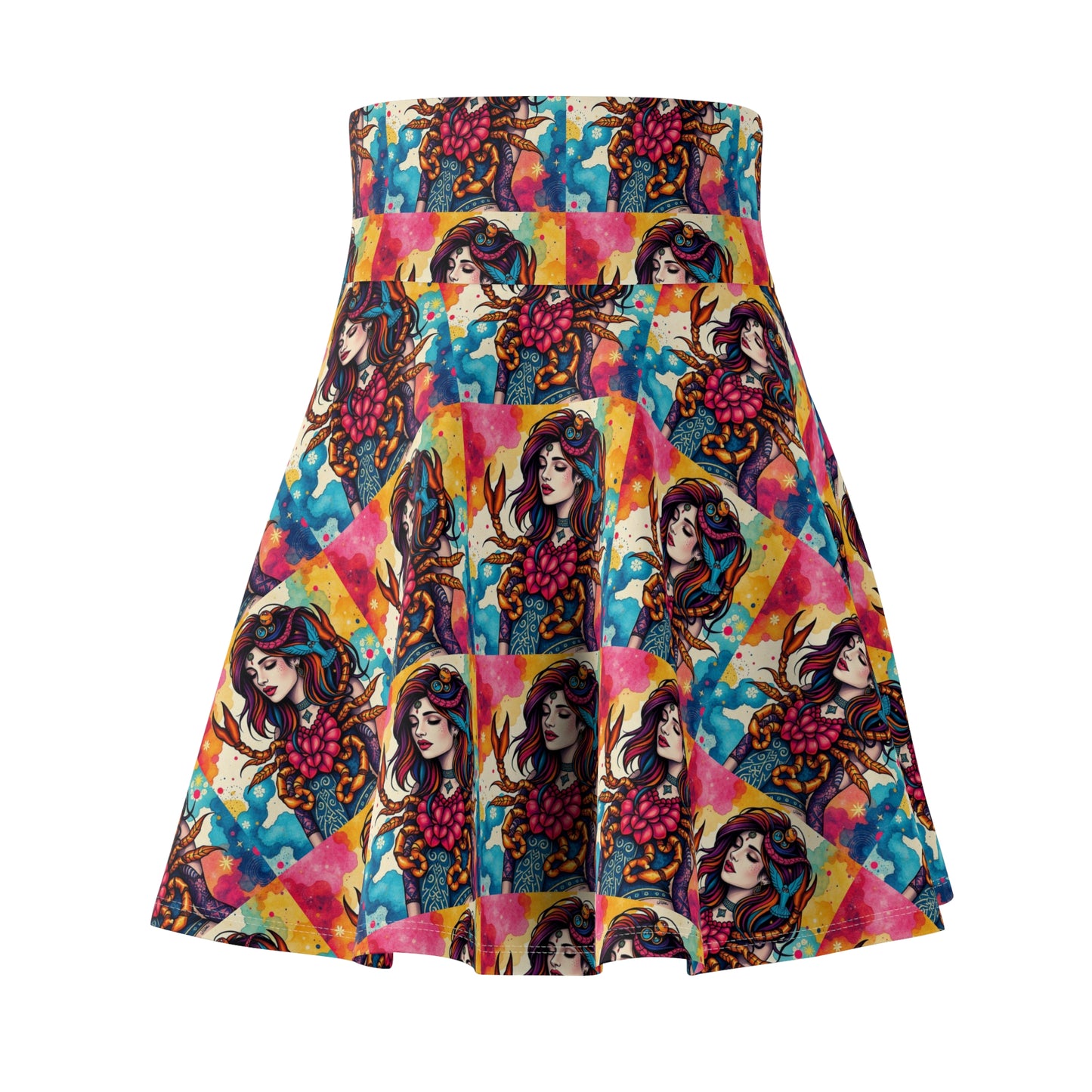 Women's Skater Skirt, (AOP), Scorpio, Zodiac v4, Sexy Pattern