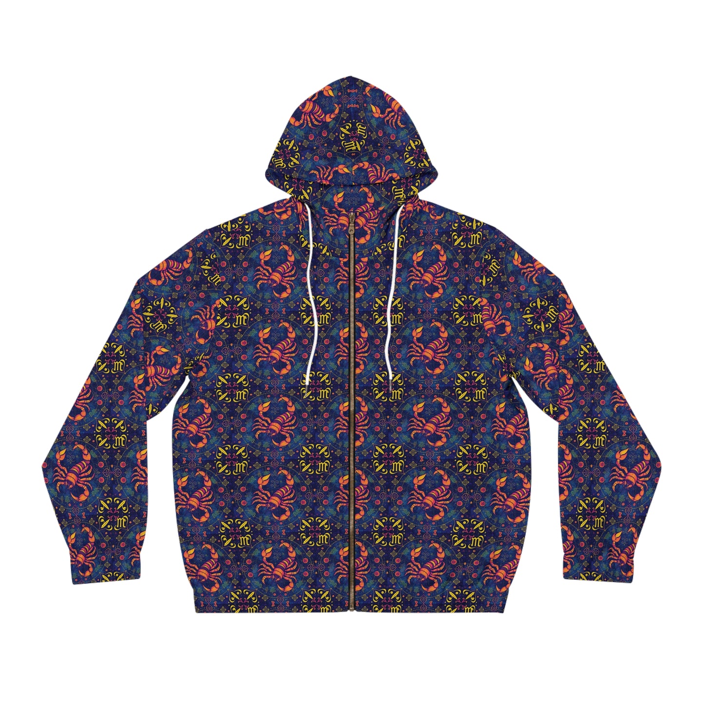 Full-Zip Hoodie (AOP), Scorpio, Zodiac v1, Pattern
