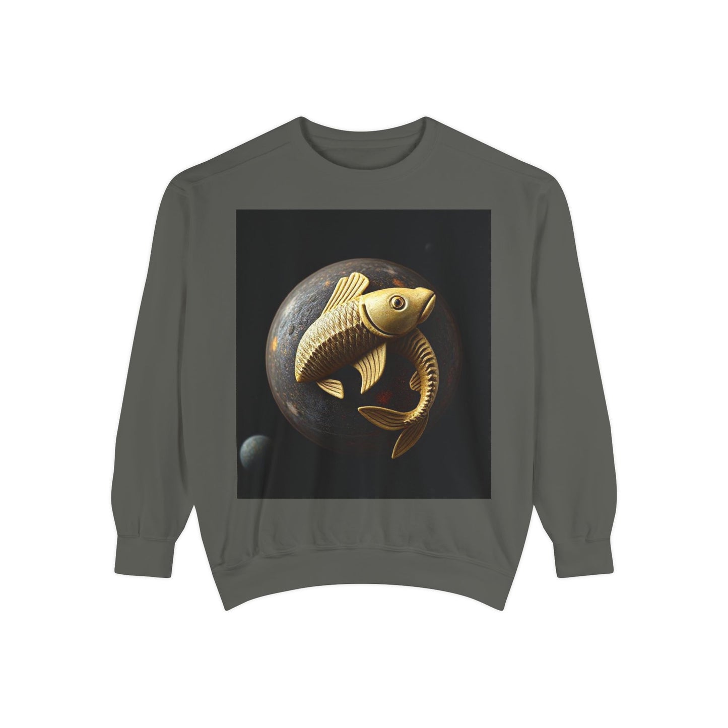 Garment-Dyed Sweatshirt, Unisex, Space Animal Design v1, Pisces