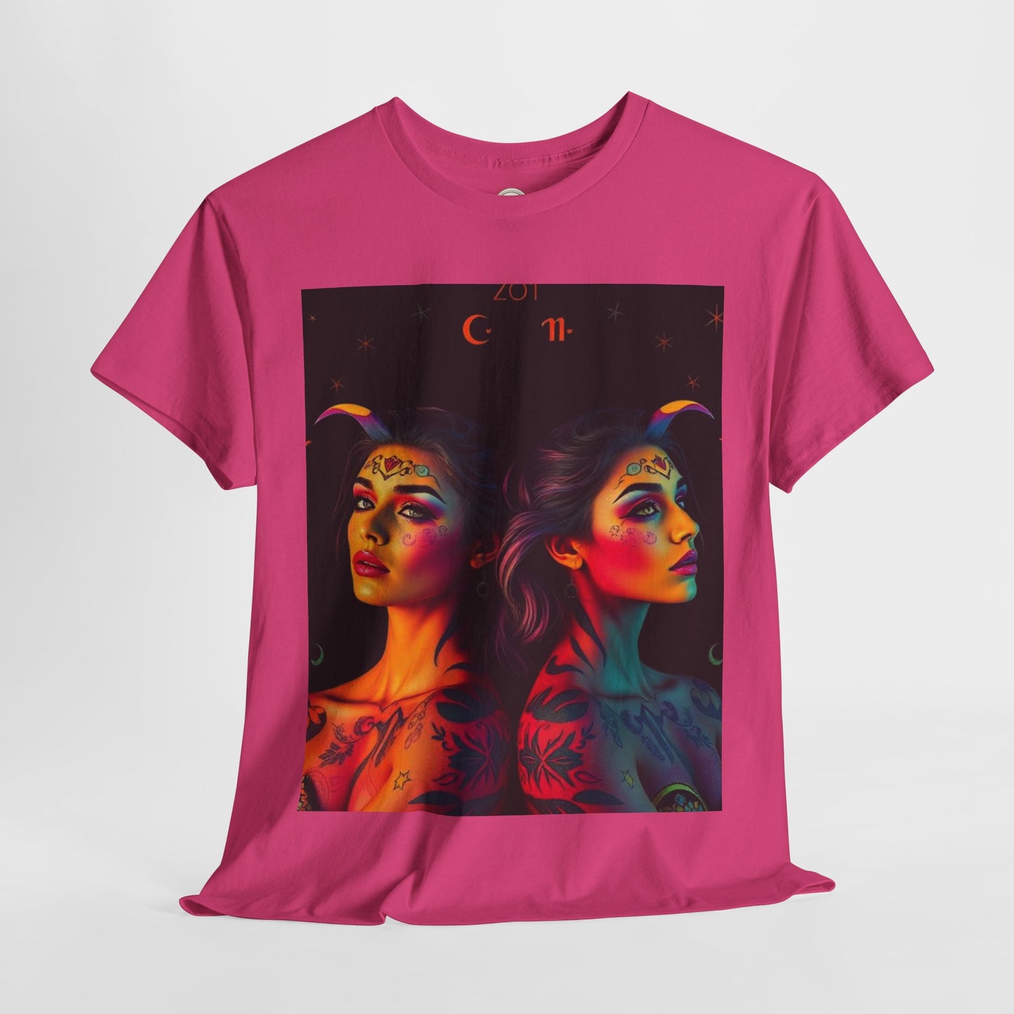 Unisex Heavy Cotton T-Shirt, Gemini, Zodiac, Sexy Art