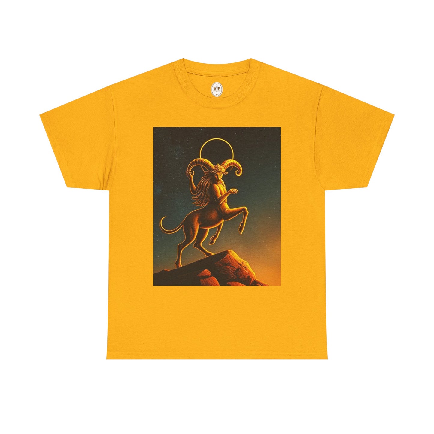 Unisex Heavy Cotton T-Shirt, Mountain Top 1v, Aries Zodiac Design
