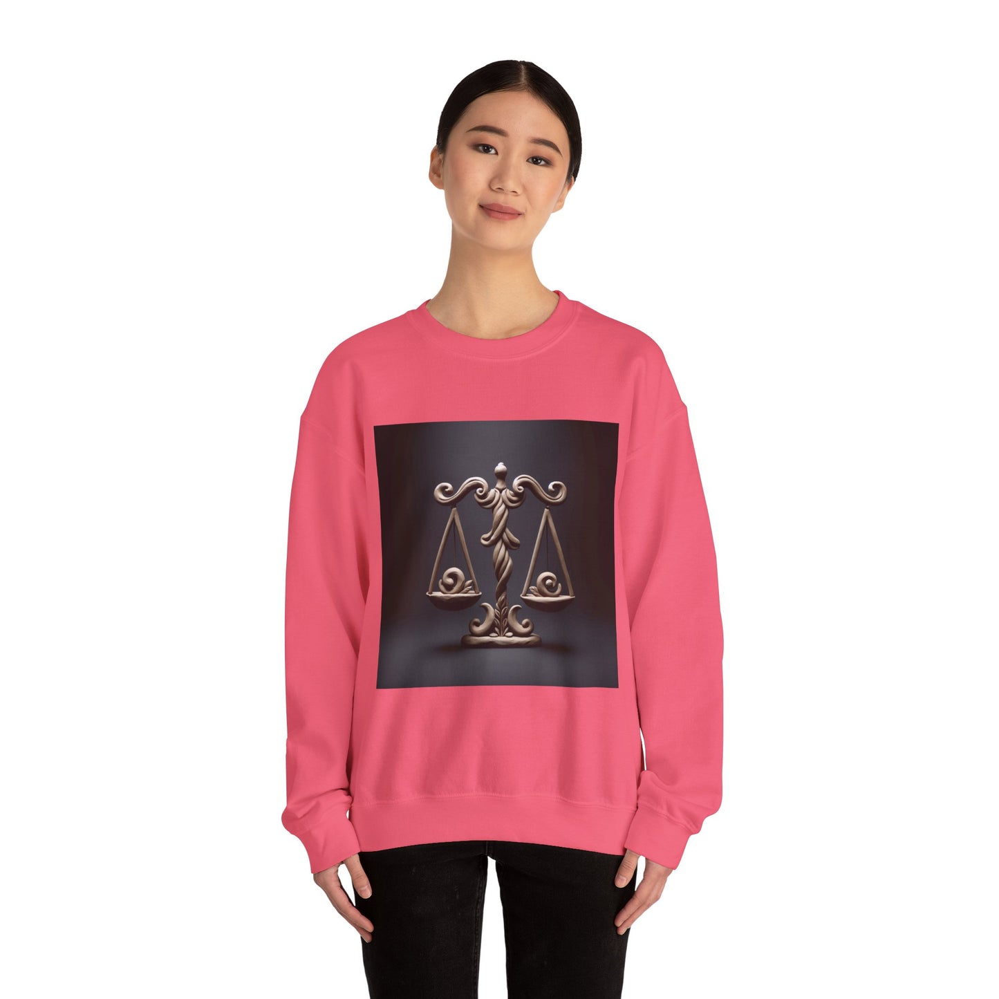 Unisex Heavy Blend™ Crewneck Sweatshirt, Brown Scale, Libra Zodiac Design