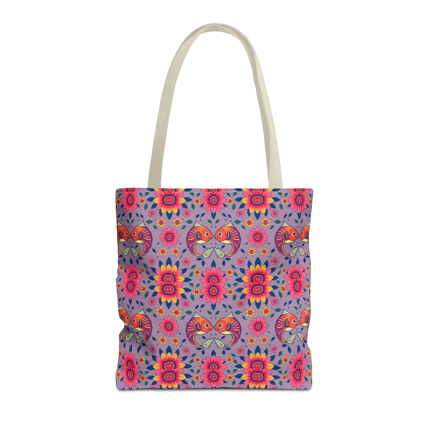 Tote Bag (AOP), Pisces, Zodiac v2, Flower Pattern