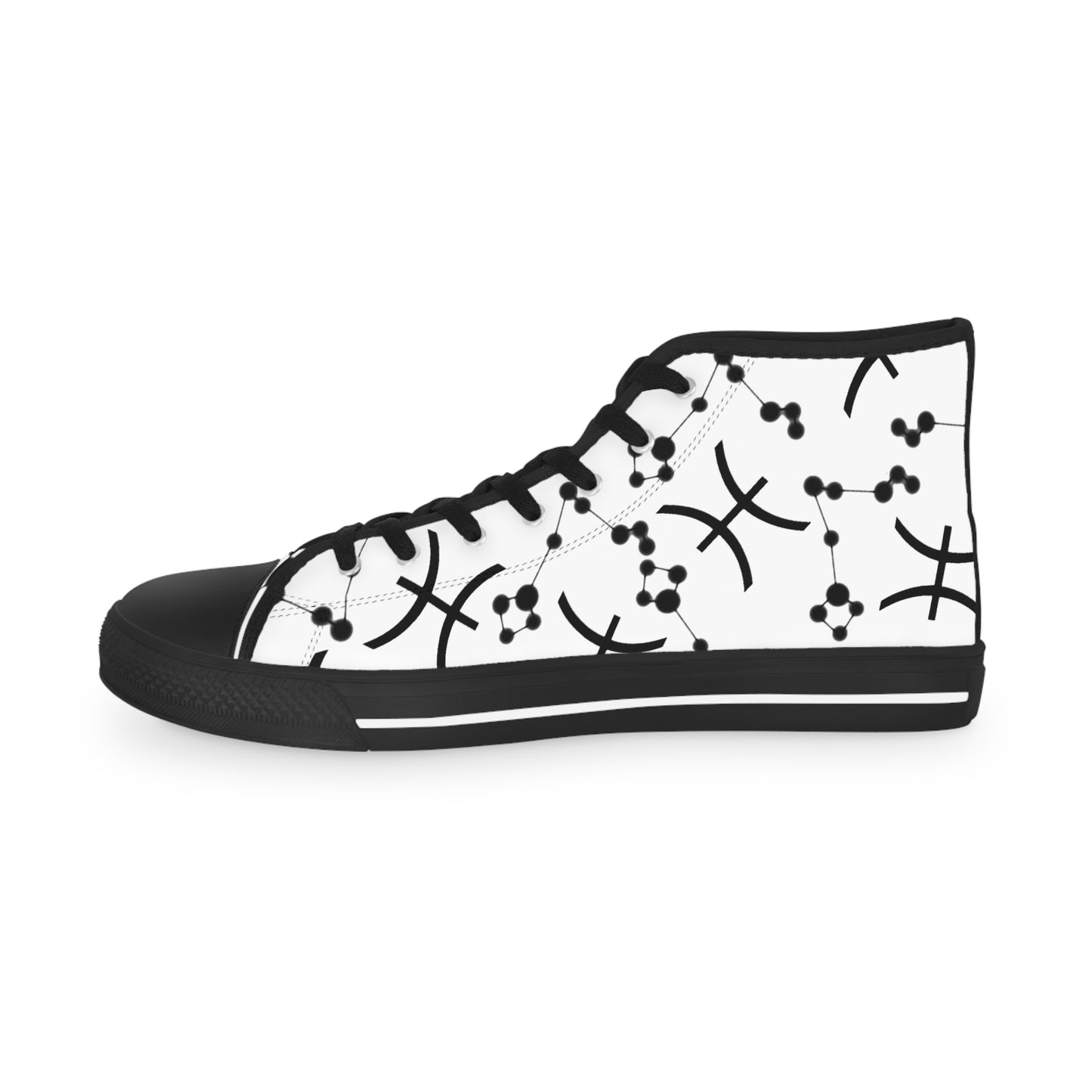Men's High Top Sneakers, Breathable polyester canvas, Pisces Zodiac Design