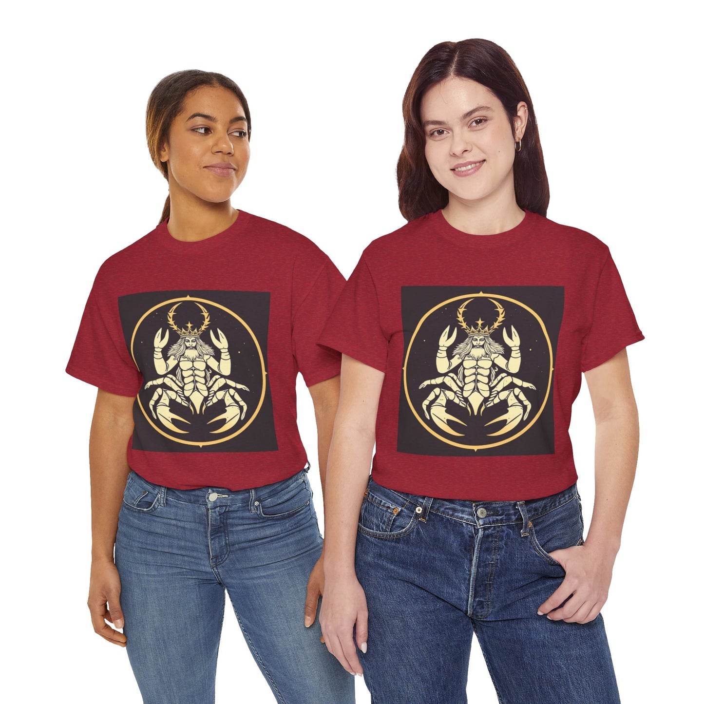 Unisex Heavy Cotton T-Shirt, Scorpio King, Print Art, Zodiac Design