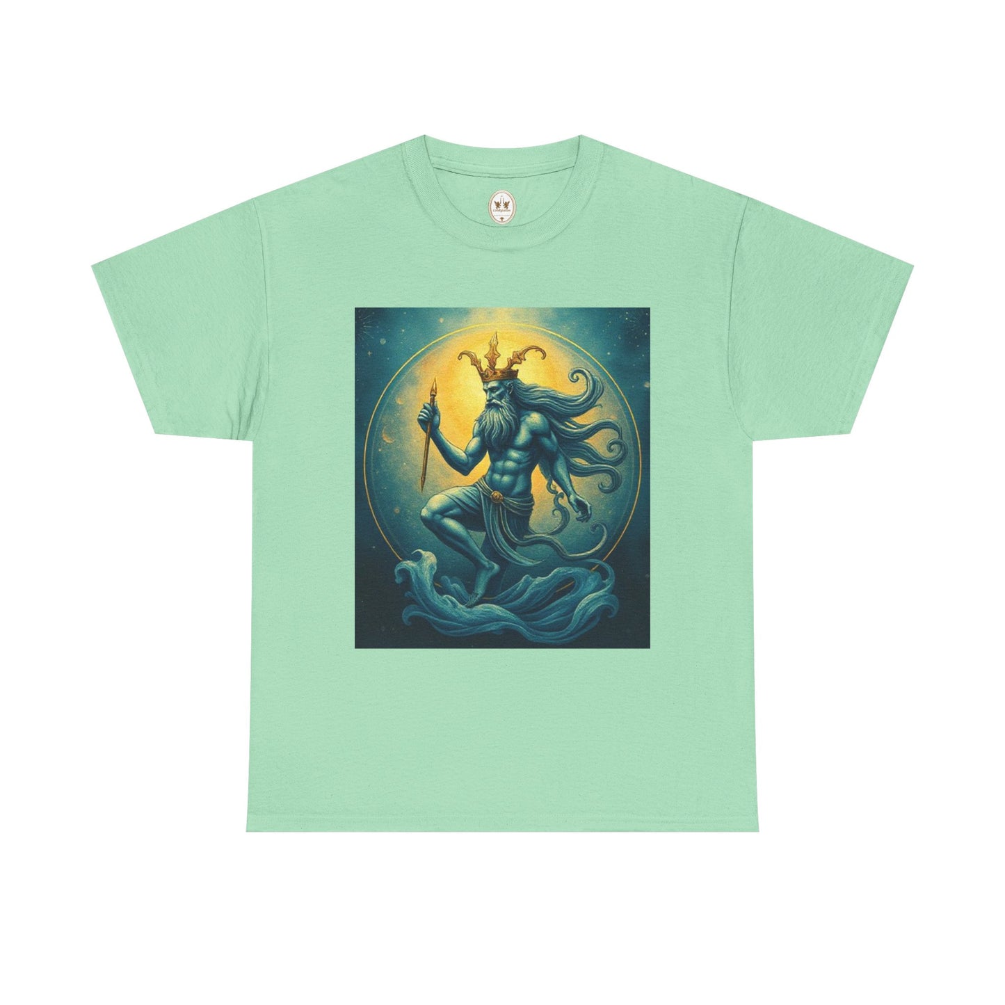 Unisex Heavy Cotton T-Shirt, Aquarius God 1, Zodiac Design