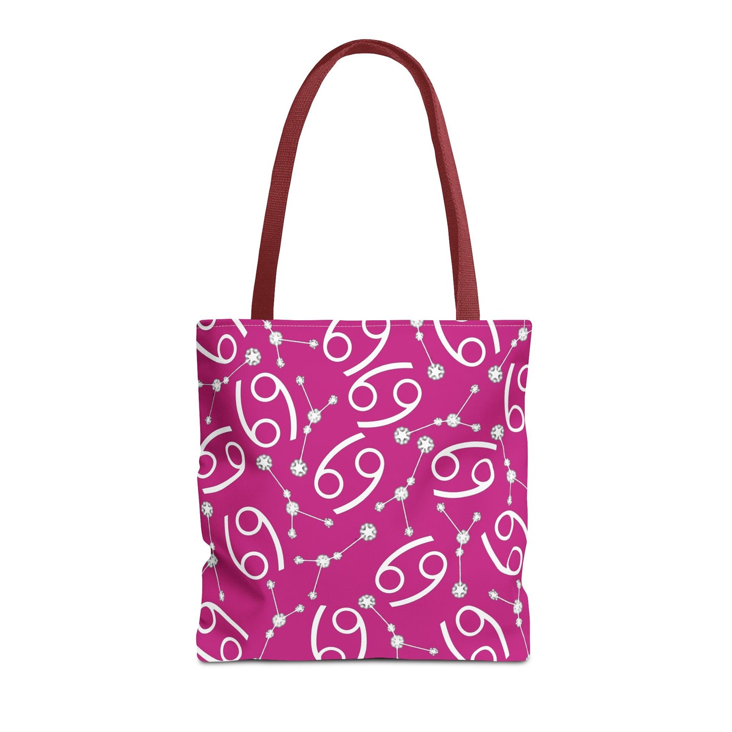 Tote Bag, Cancer Zodiac Sign, AOP, (Pink, White)