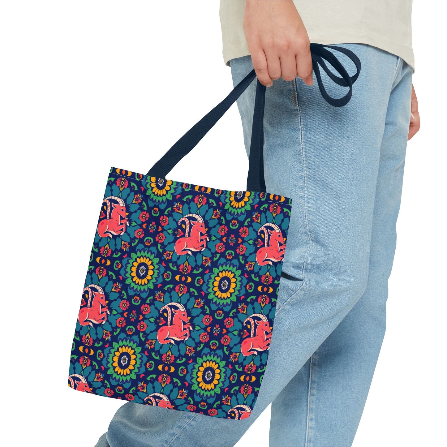 Tote Bag (AOP), Capricorn, Zodiac v1, Flower Pattern