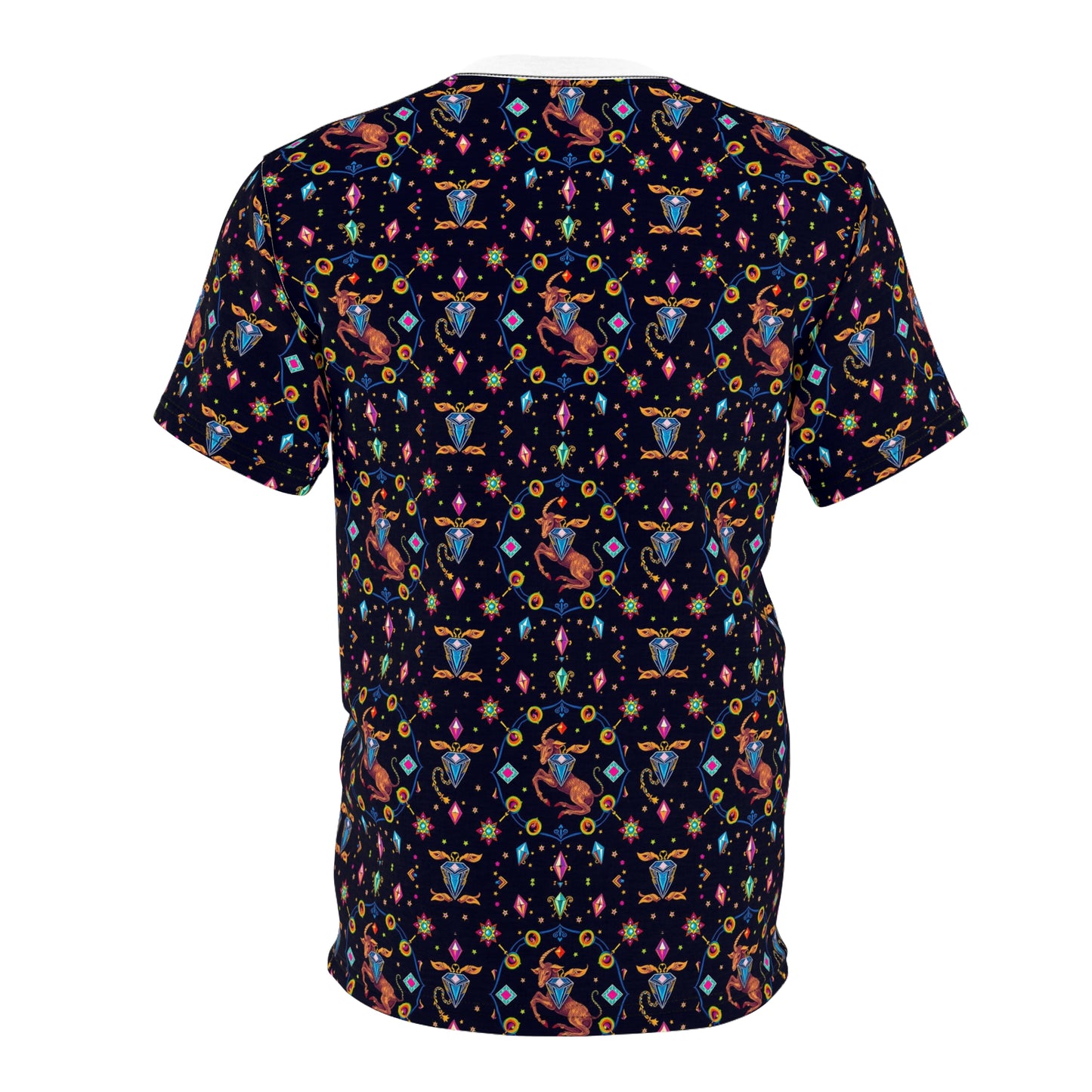 Unisex Cut & Sew T-Shirt, (AOP), Capricorn, Zodiac v2, Jewels Pattern