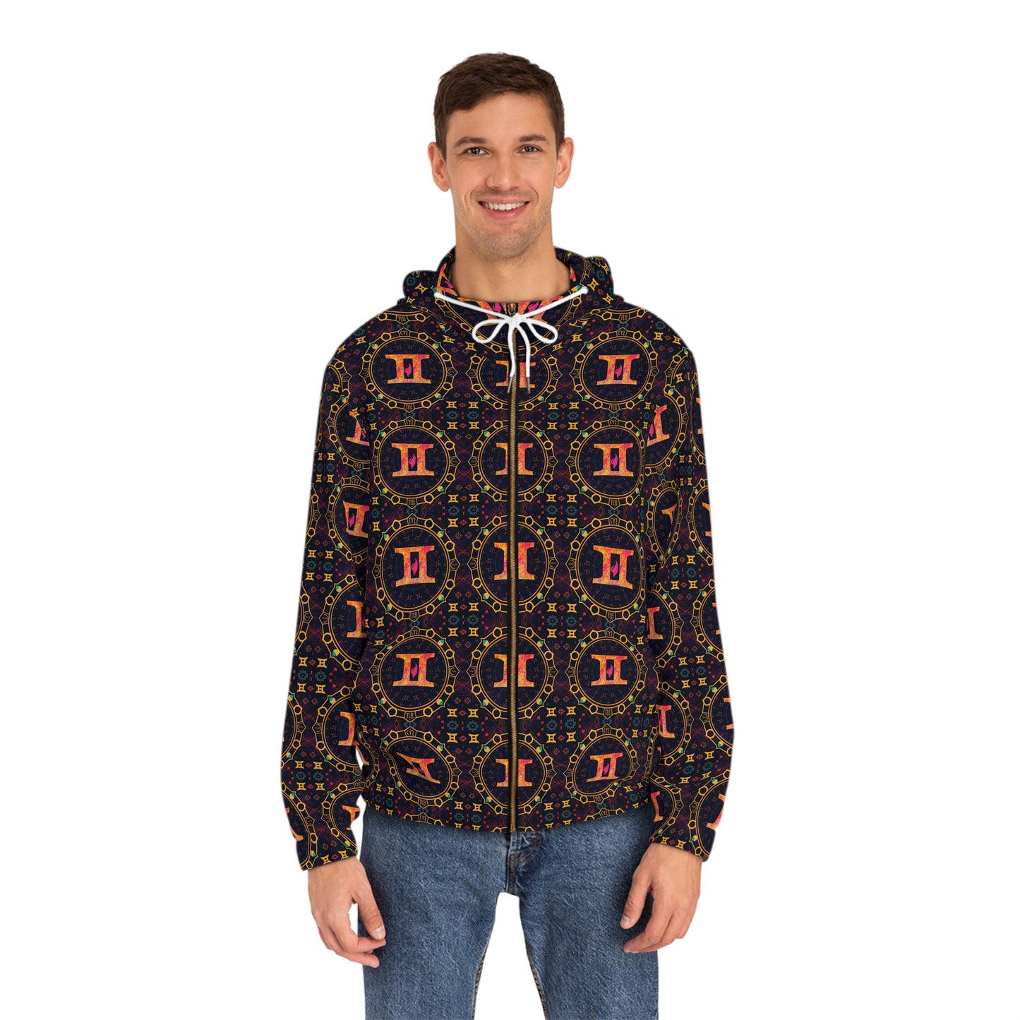 Full-Zip Hoodie (AOP), Gemini, Zodiac v4, Pattern