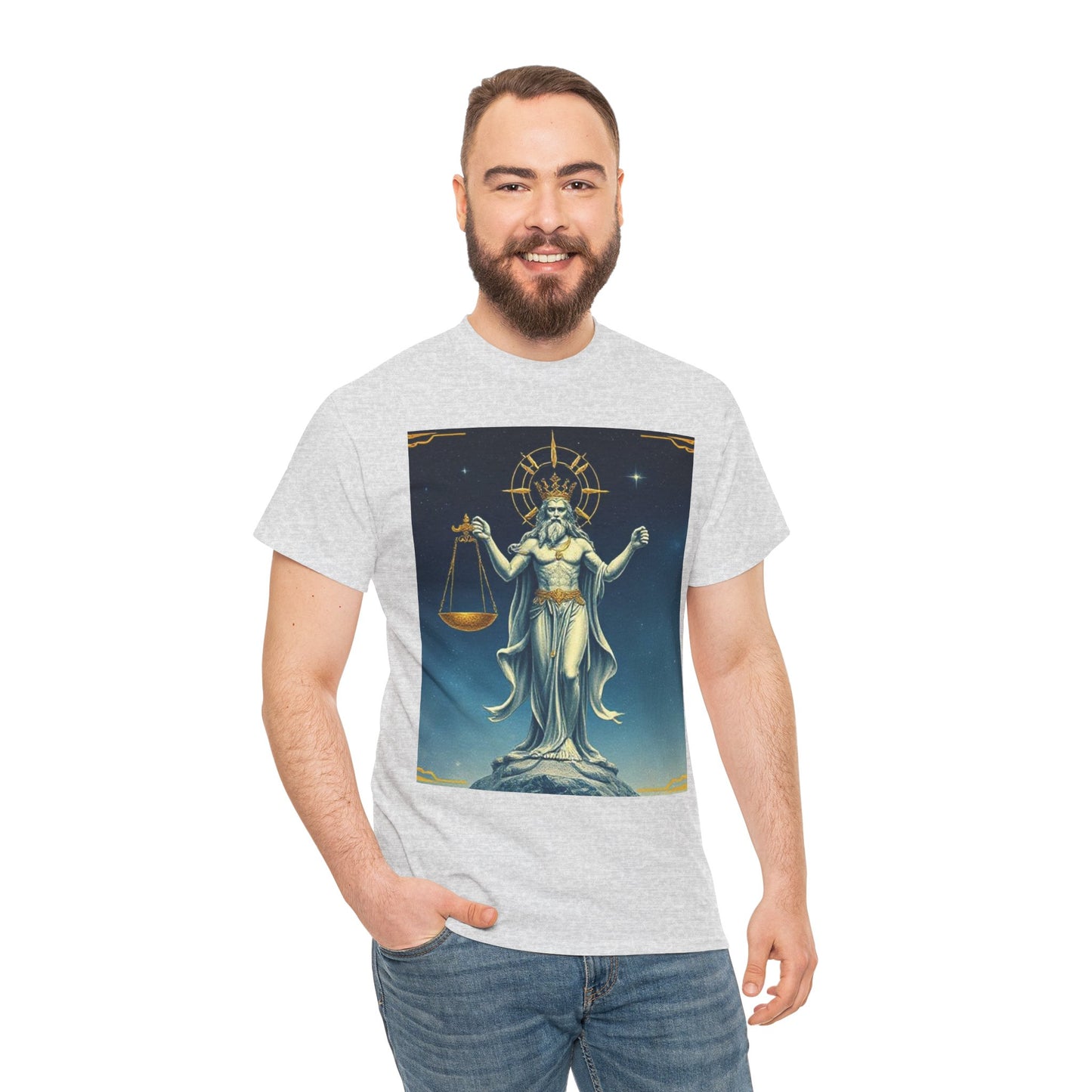 Unisex Heavy Cotton T-Shirt Space v2, Libra God, Zodiac Design