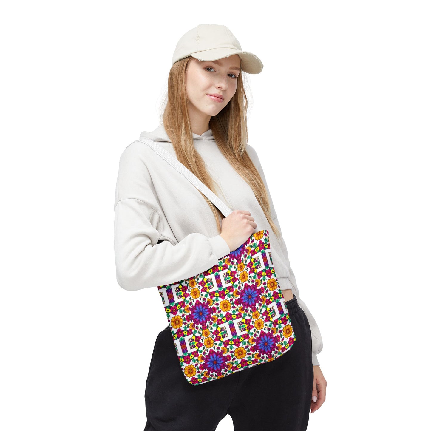 Tote Bag, (AOP), Gemini, Zodiac v3, Flower Pattern
