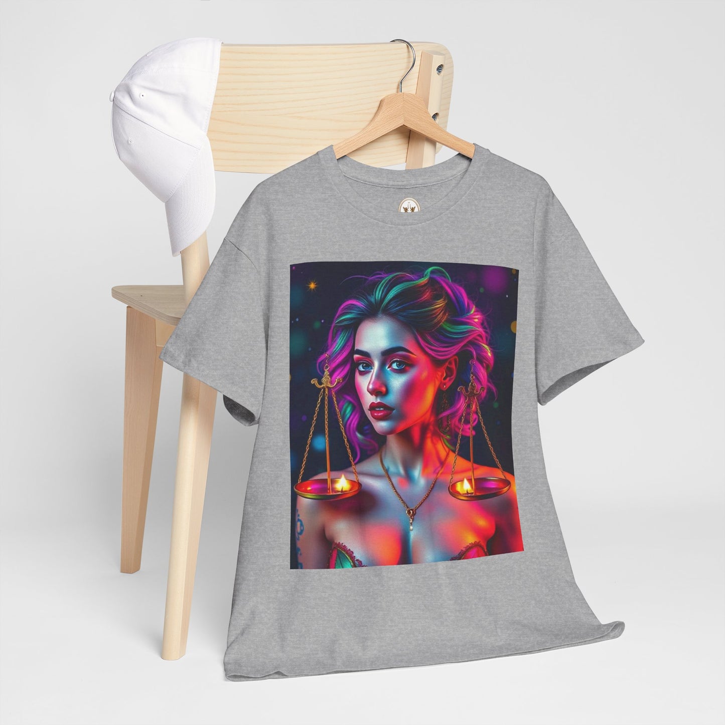 Unisex Heavy Cotton T-Shirt, Libra, Zodiac v3, Sexy Art