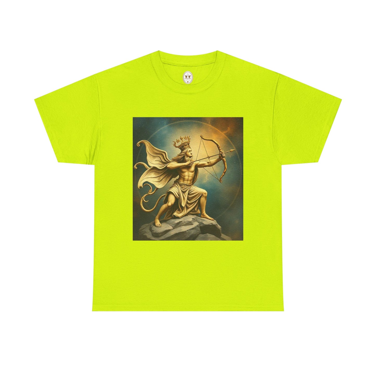 Unisex Heavy Cotton T-Shirt, Sagittarius King, Bow & Arrow, Zodiac Design