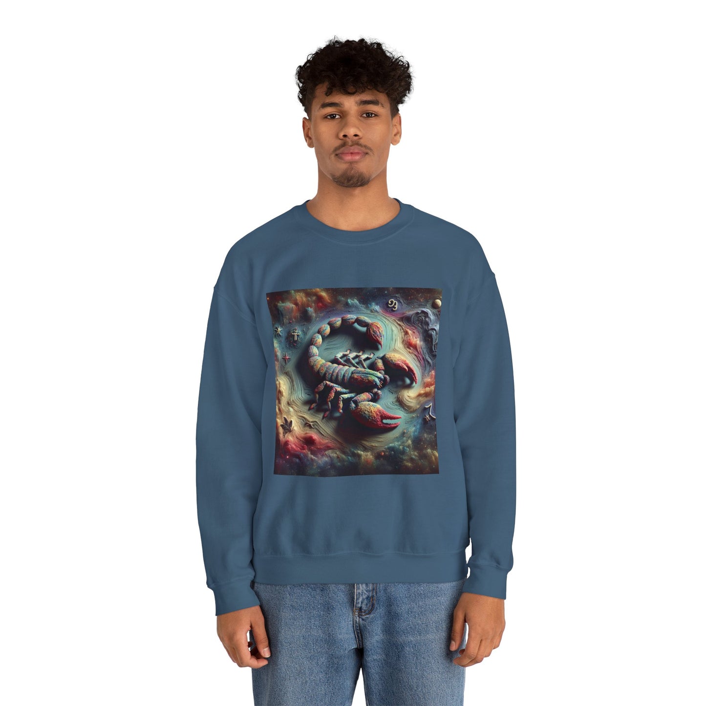 Unisex Heavy Blend™ Crewneck Sweatshirt, Trippy Mist Scorpion, Scorpio Zodiac Design