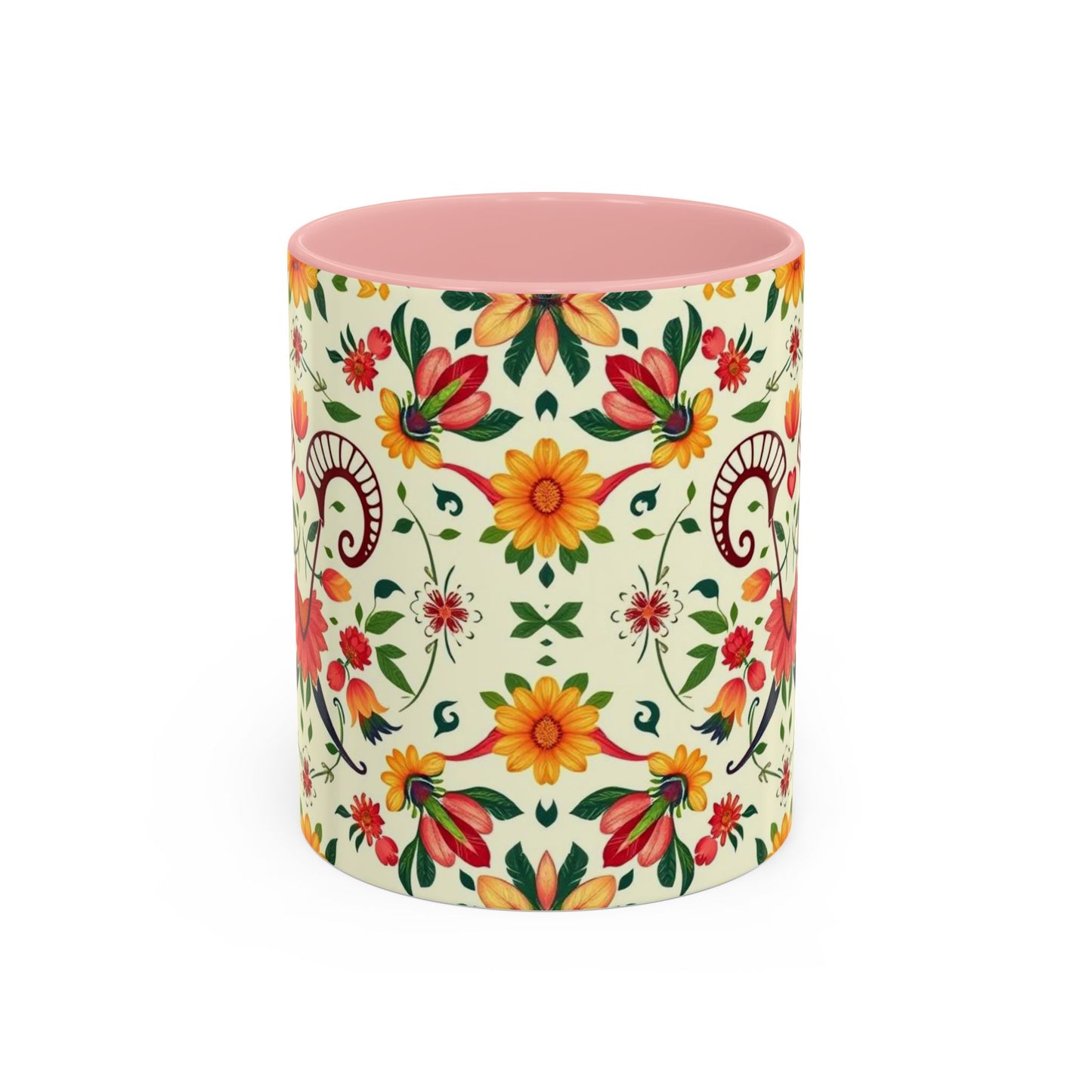 Accent Coffee Mug, Aries, Zodiac, Flower Pattern, (11, 15oz)