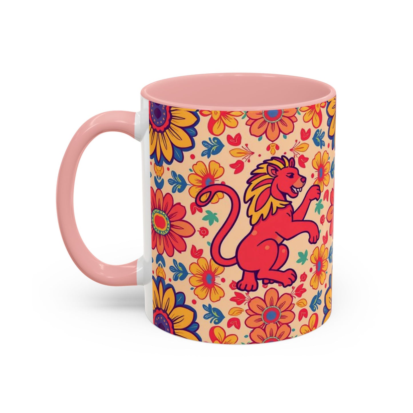Accent Coffee Mug, Leo, Zodiac, Flower Pattern, (11, 15oz)