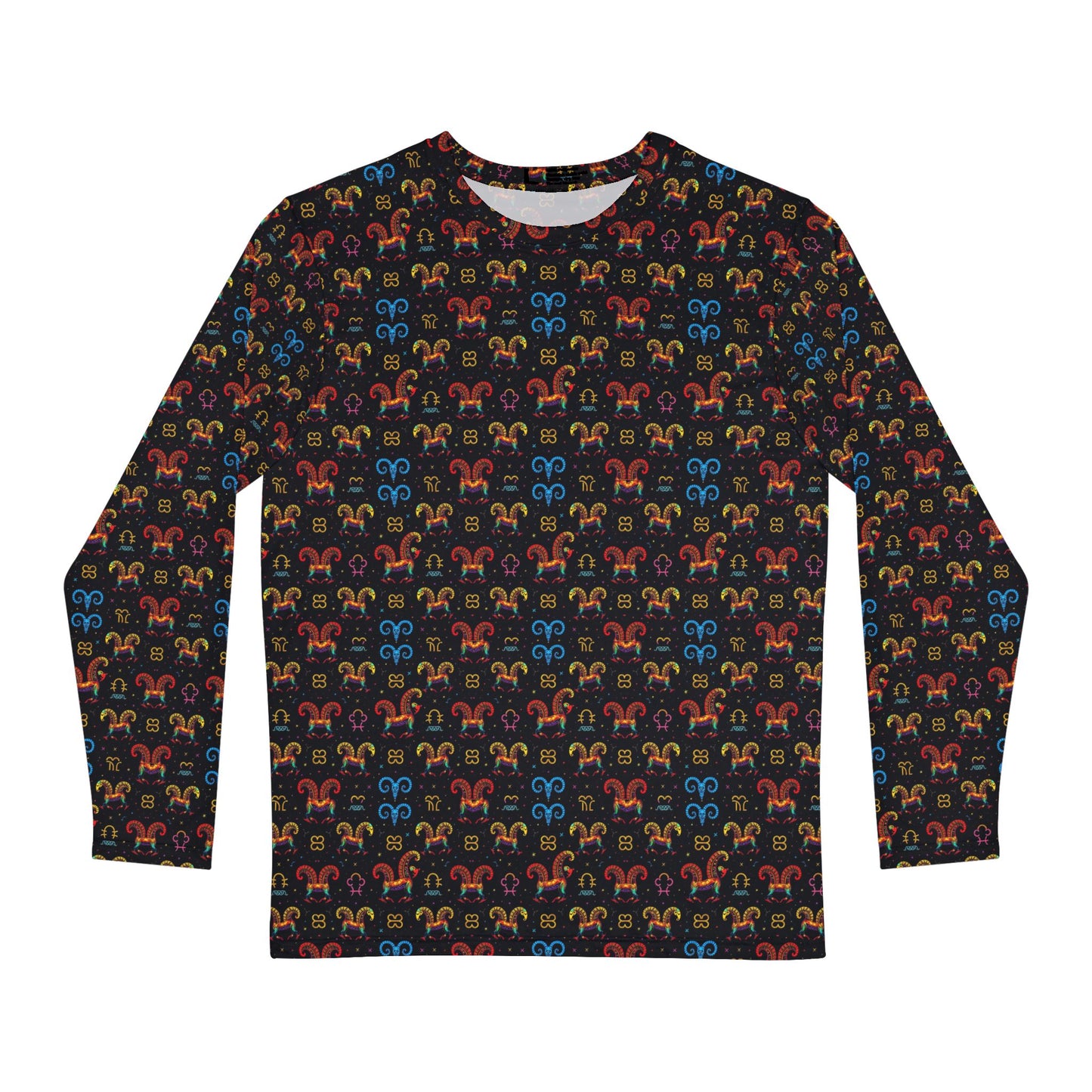 Men's Long Sleeve Shirt, (AOP), Aries, Zodiac v1, Pattern