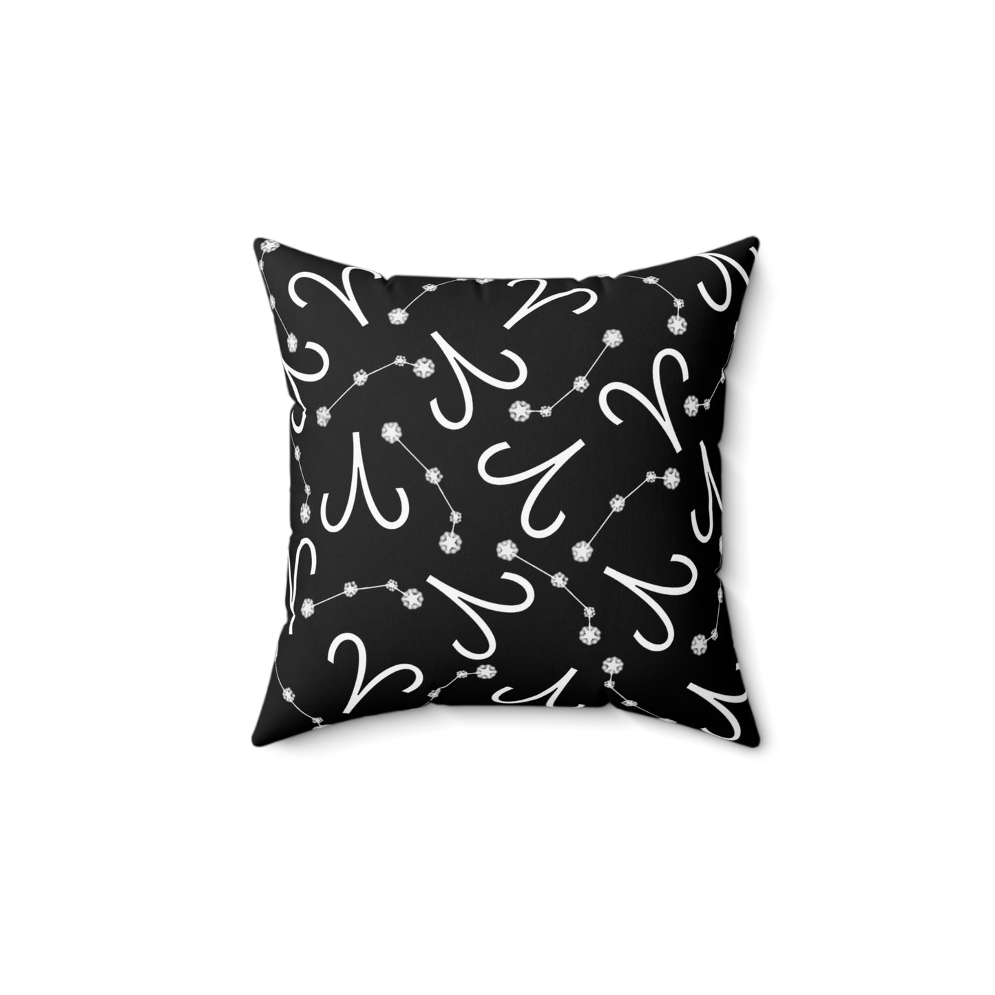Zodiac Spun Polyester Square Pillow Aries Zodiac Sign Black Pillow
