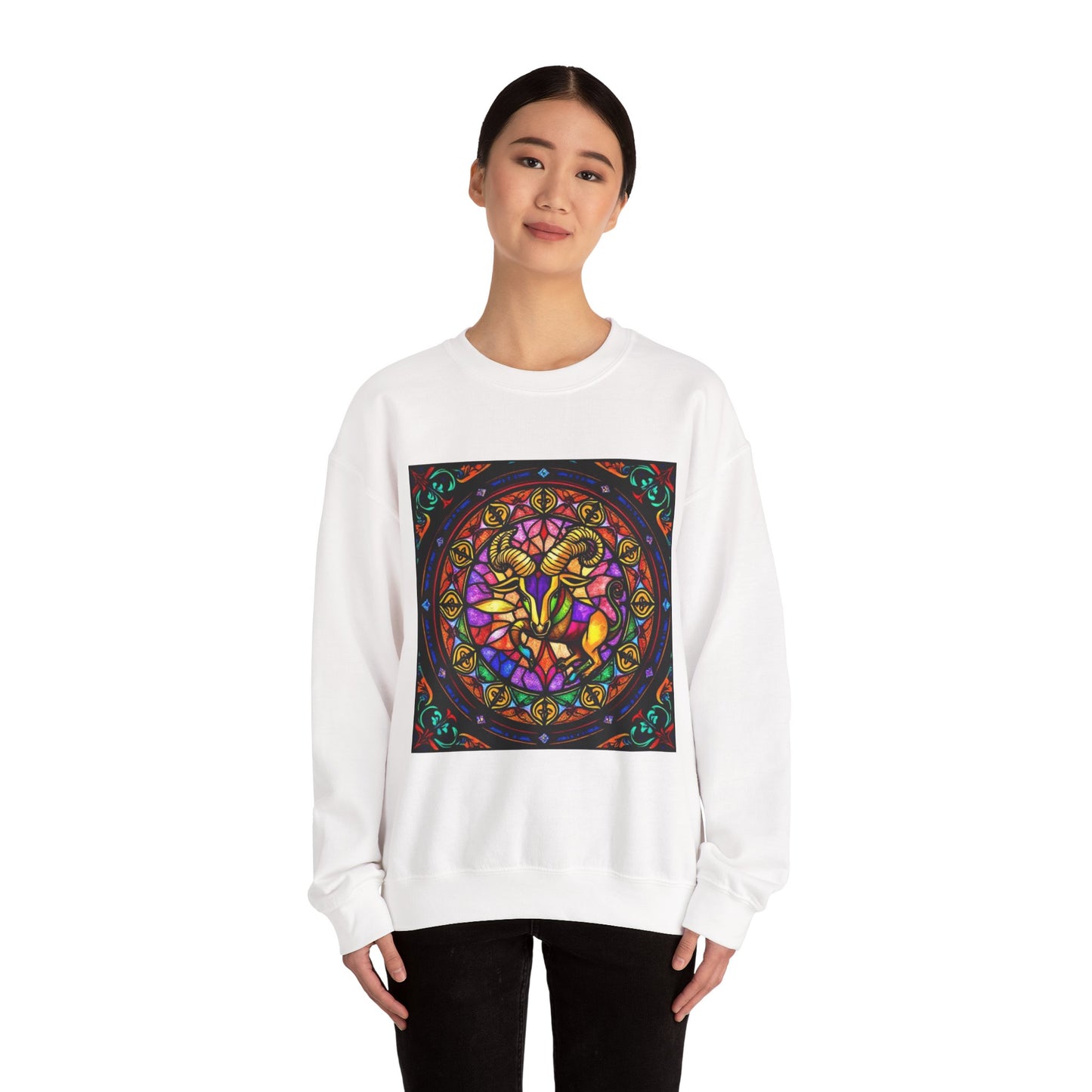 Unisex Heavy Blend™ Crewneck Sweatshirt, Glass 1, Taurus Zodiac Design