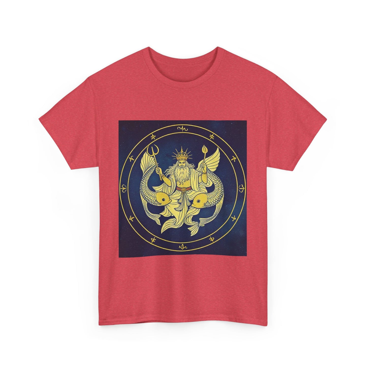 Unisex Heavy Cotton T-Shirt, King of Pisces, Zodiac Design