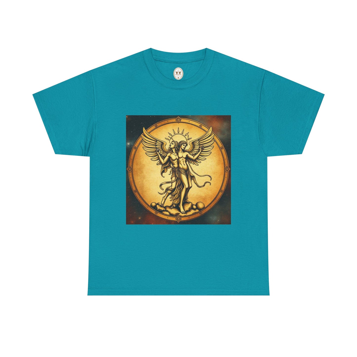 Unisex Heavy Cotton T-Shirt, Twin Angel v1, Gemini Zodiac Design