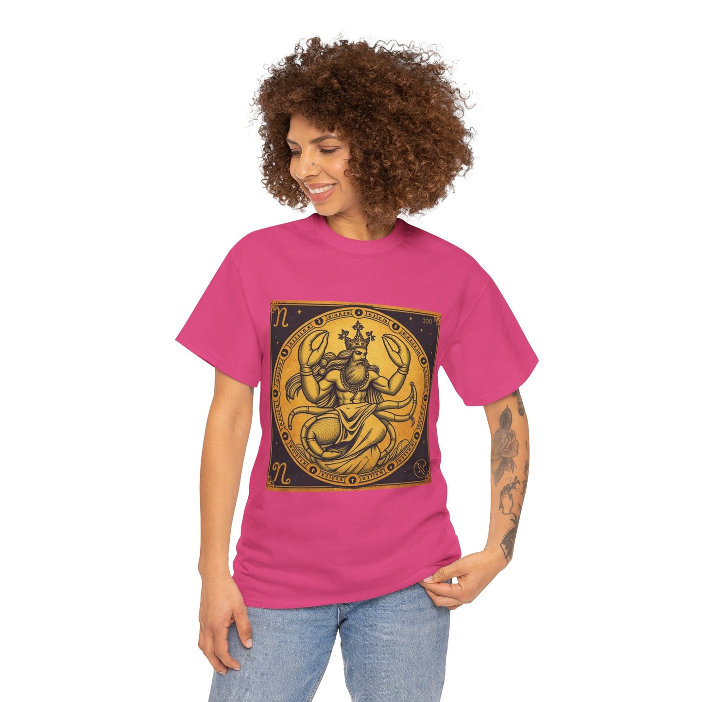 Unisex Heavy Cotton T-Shirt, Crab King, Cancer Zodiac Design
