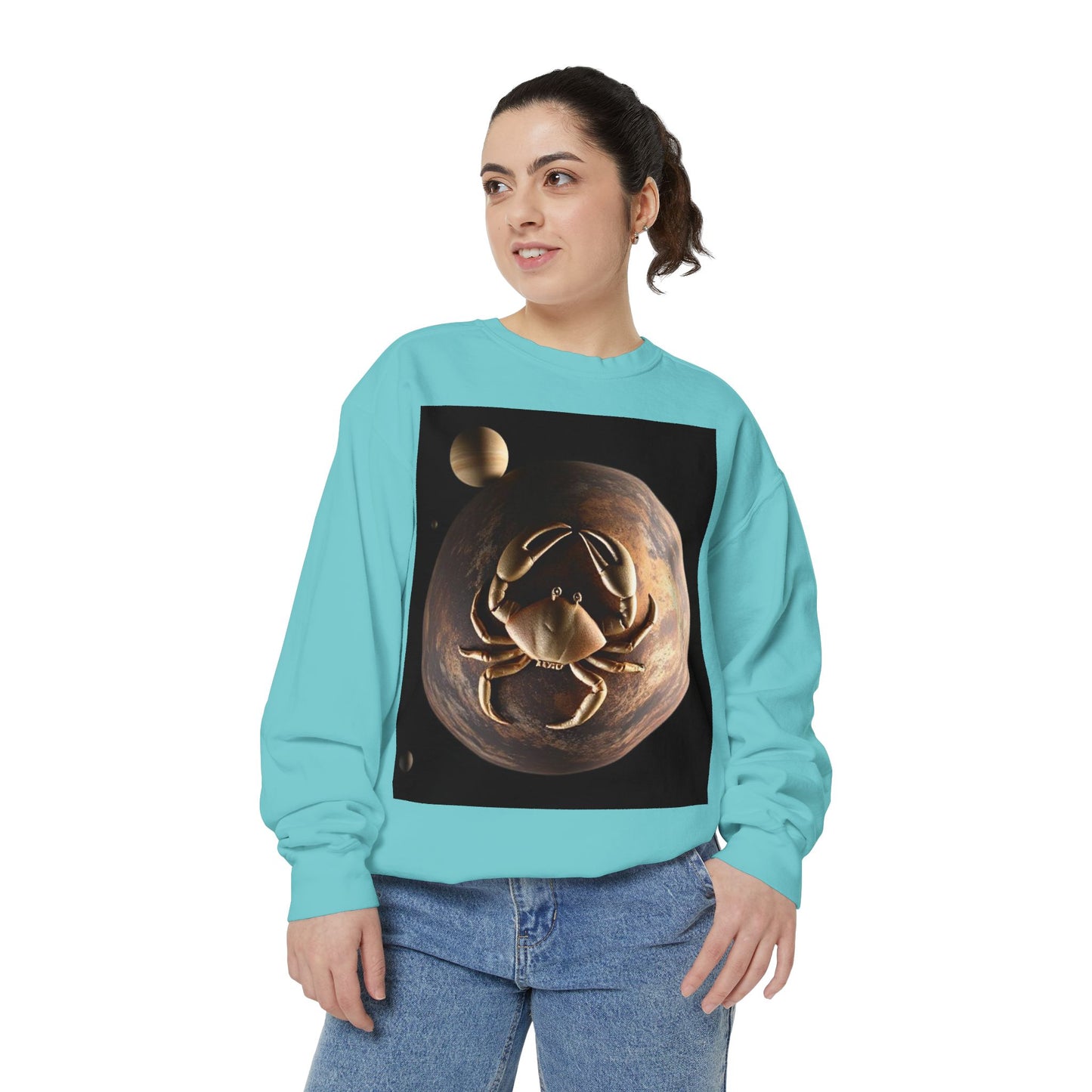 Garment-Dyed Sweatshirt, Unisex, Space Animal Design v1, Cancer